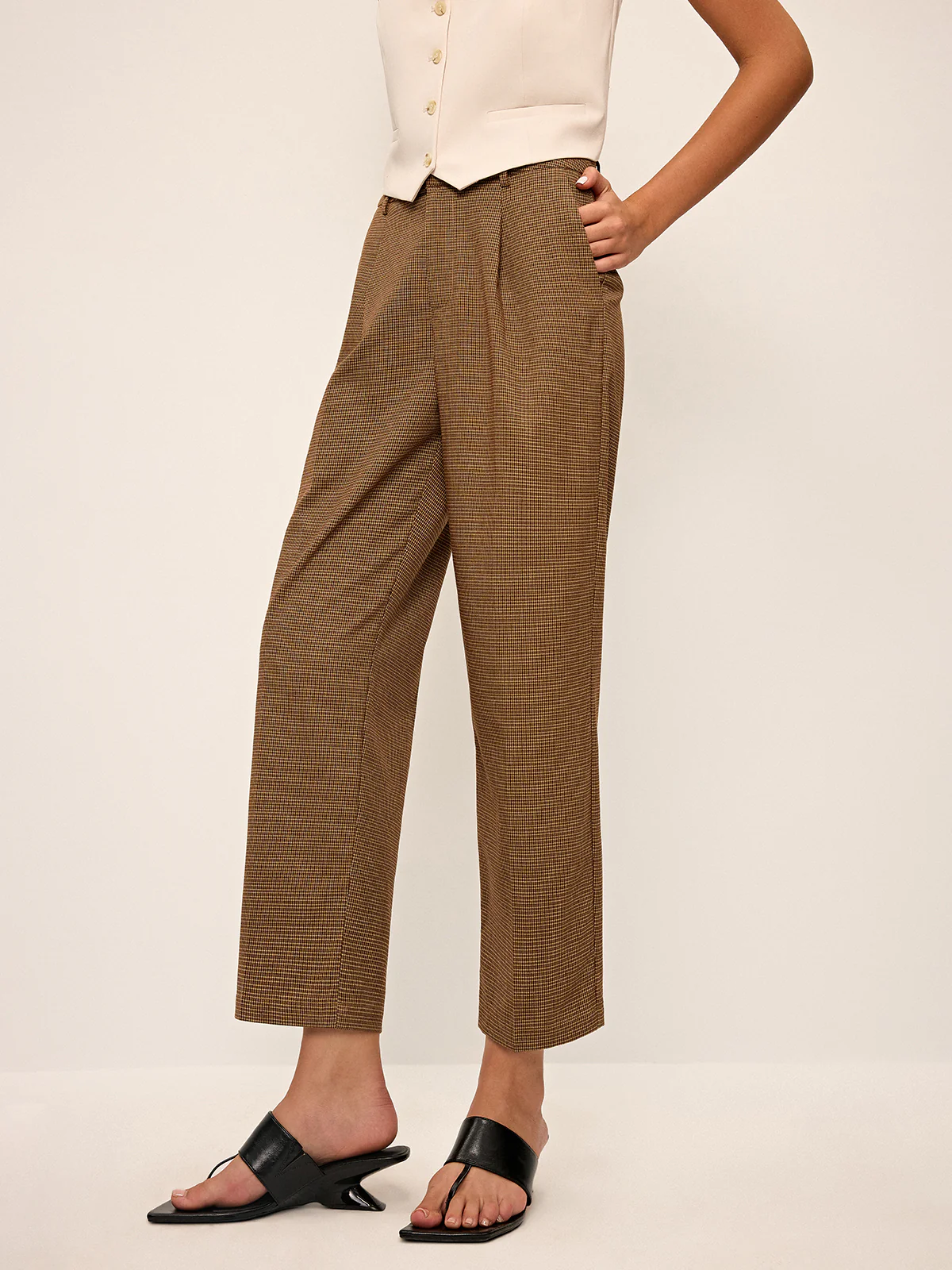 Houndstooth Cropped Pants - Image 3