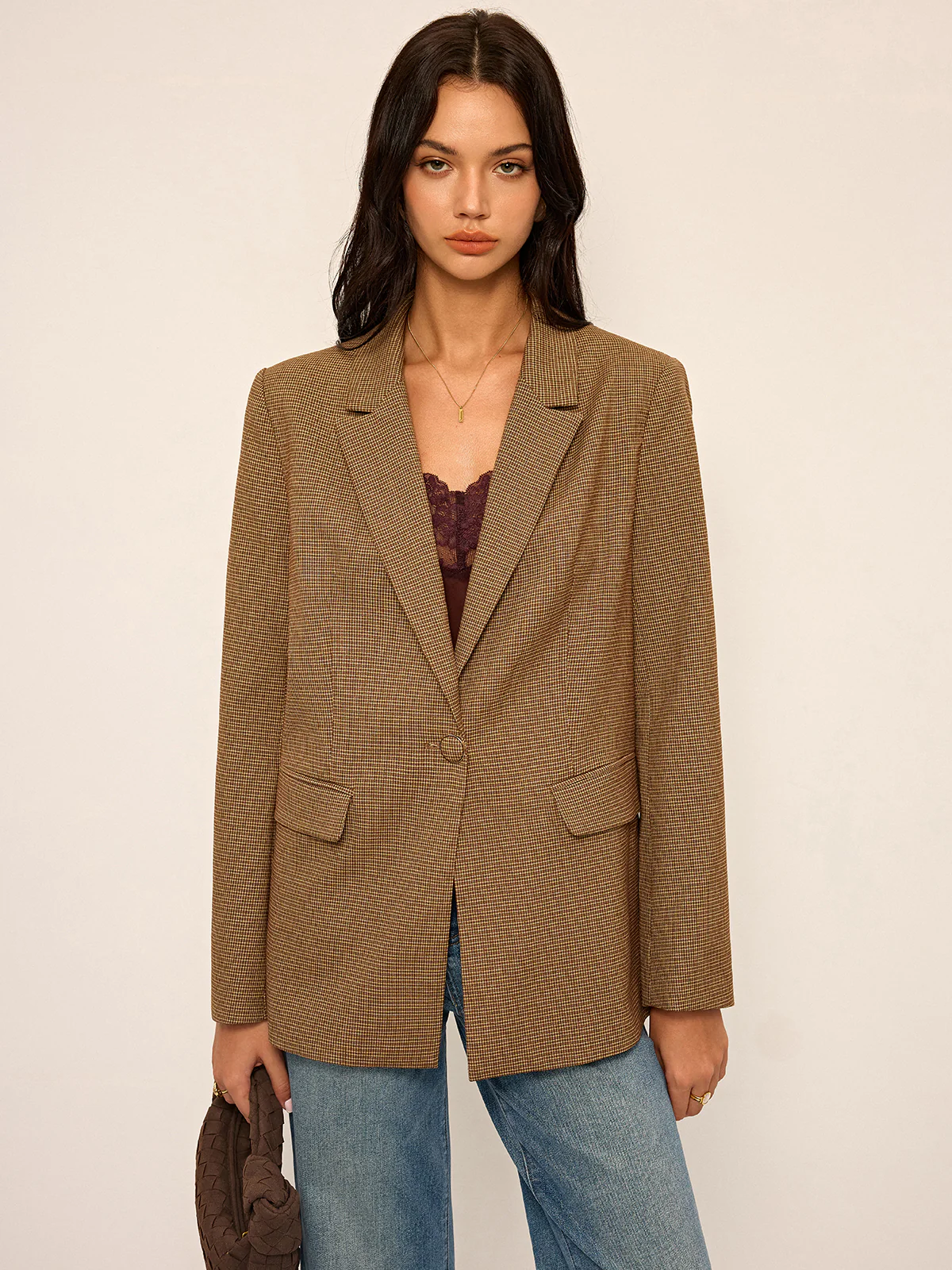 Houndstooth Oversized Blazer - Image 3