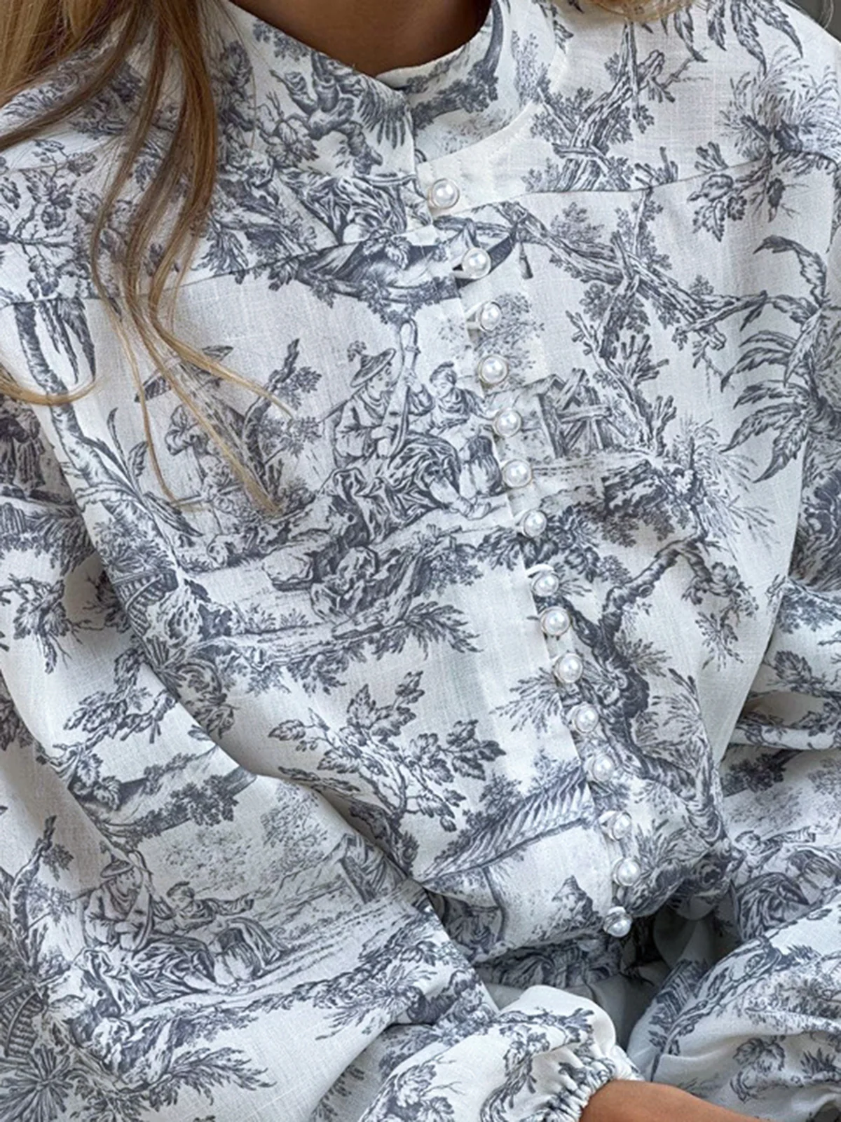 Ink Painting Print Tie Up A-Line Short Dress - Image 3