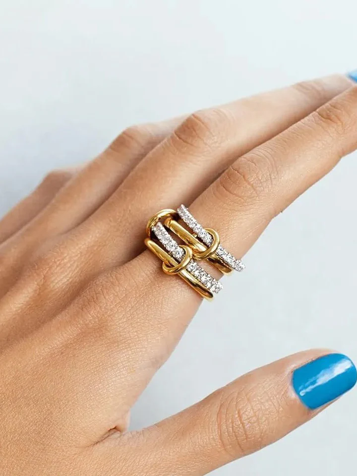 Interlocking Full-Set Cubic Zirconia Rings - Image 5