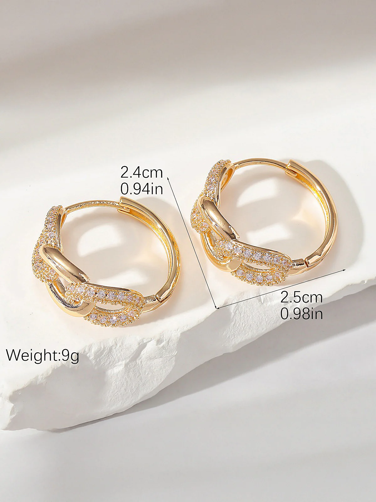 Interlocking Linked Zircon Hoop Earrings - Image 3