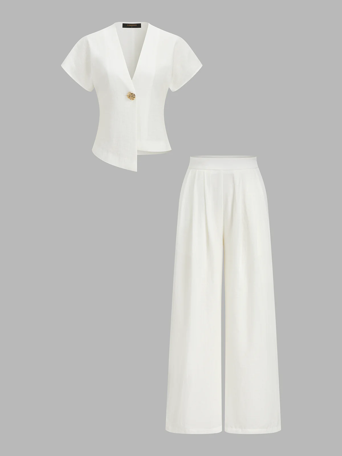 Irregular Hem Short Sleeve Top & Pants Set - Image 2