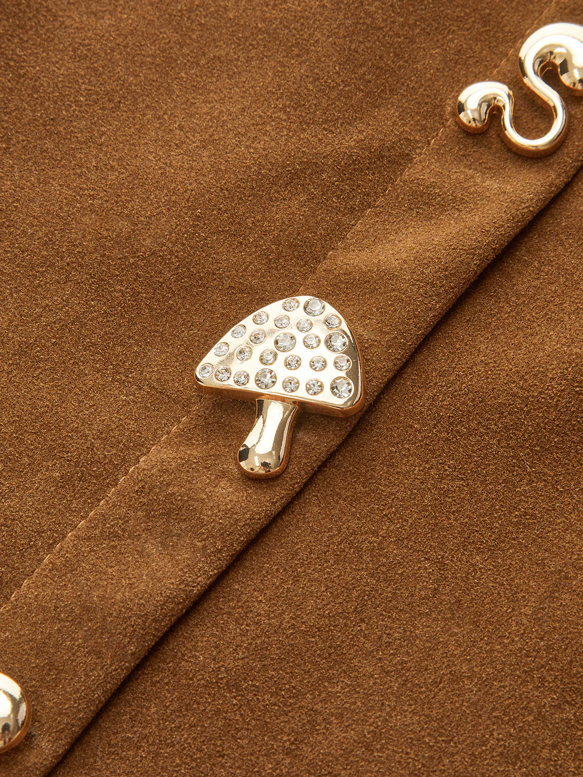 Irregular Metal Detail Suede Effect Mini Skirt - Image 2