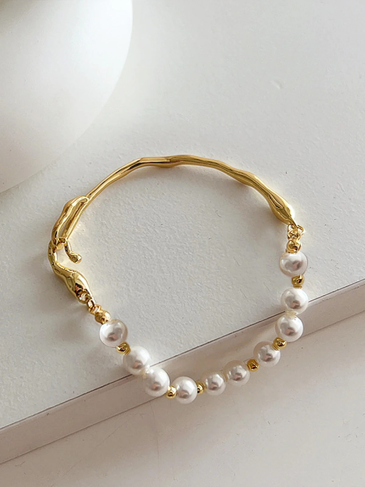 Irregular Metal Pearl Bracelet - Image 2