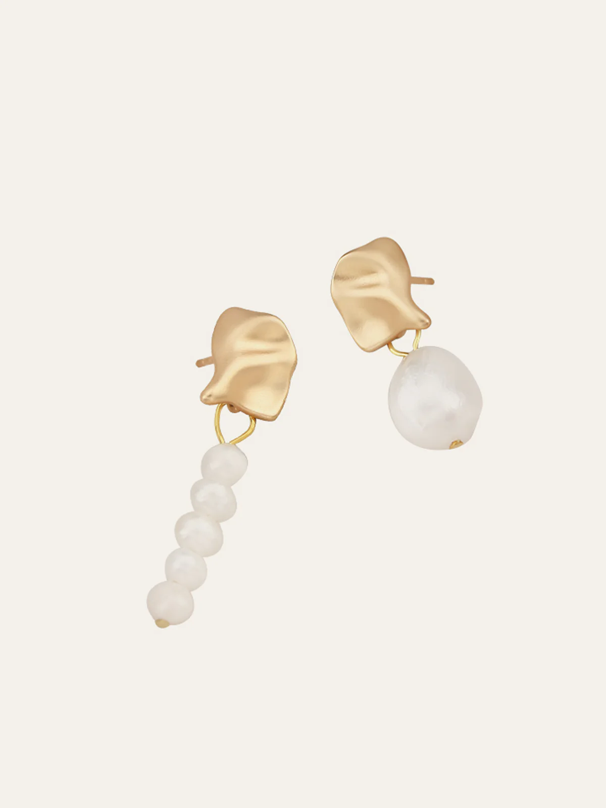 Irregular Metal & Pearl Earrings - Image 3