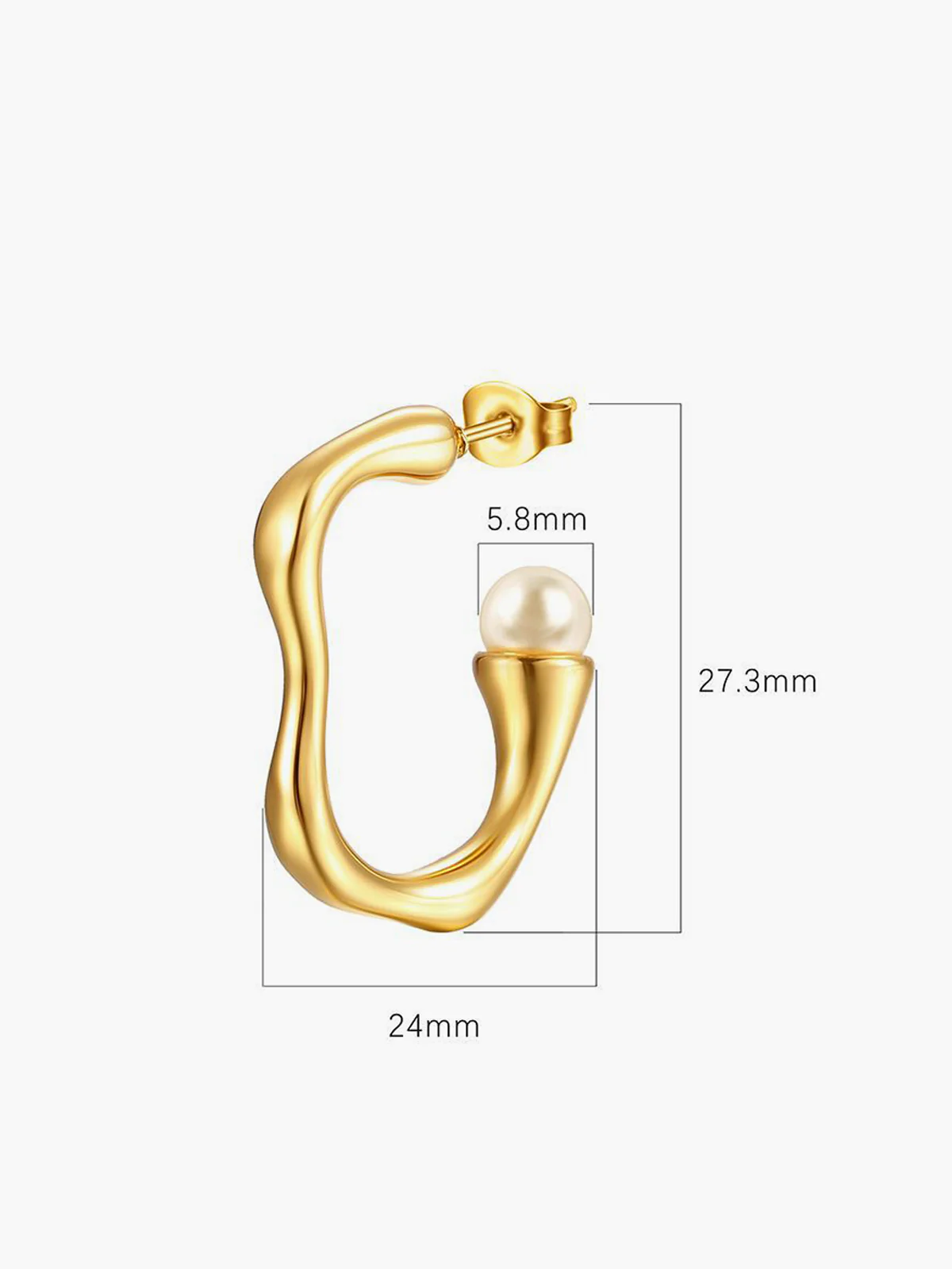 Irregular Pearl Hoop Earrings - Image 3
