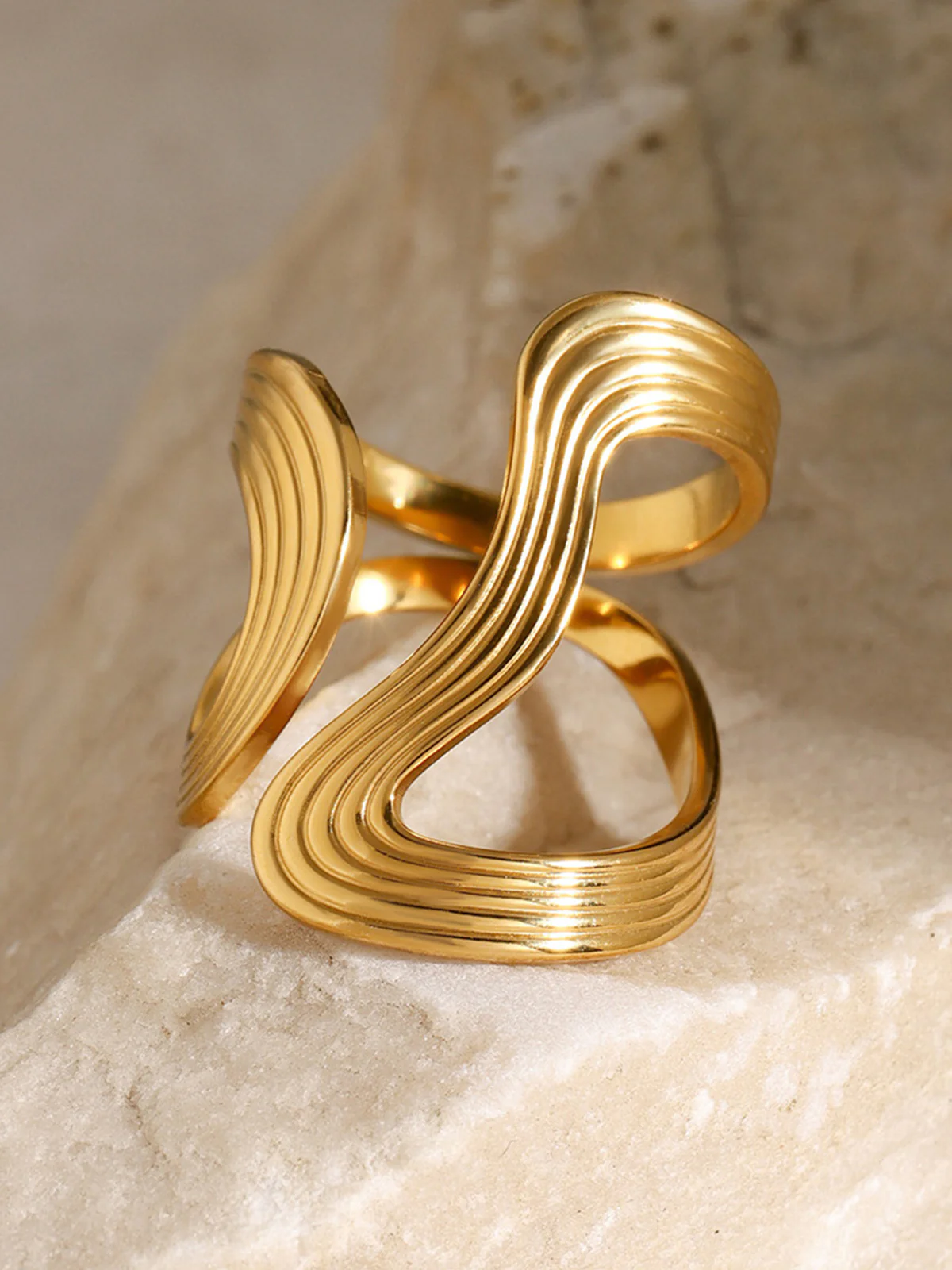 Irregular Ripple Open Ring - Image 2