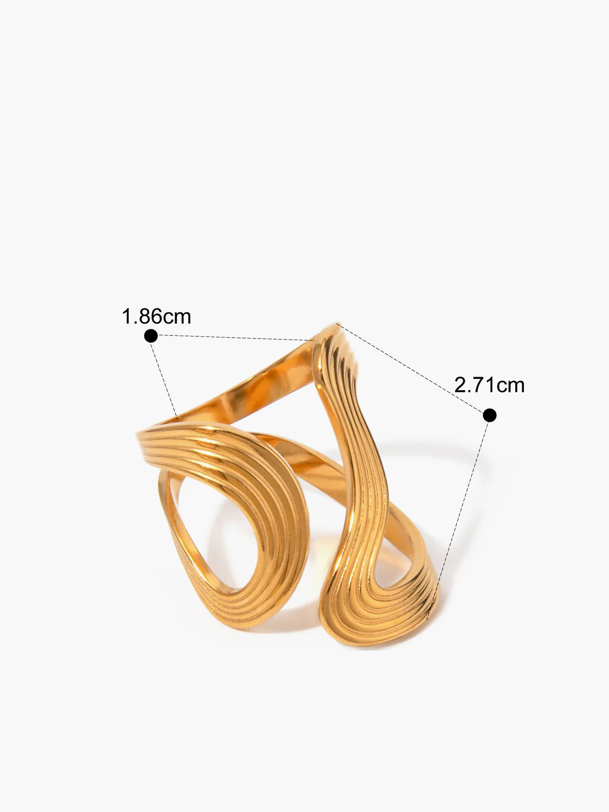 Irregular Ripple Open Ring - Image 3