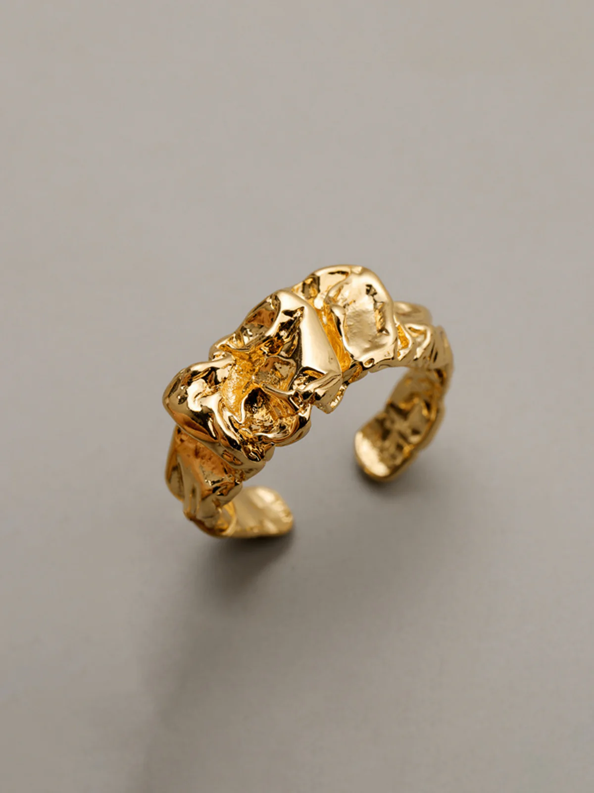 Irregular Textured Open Cuff Ring