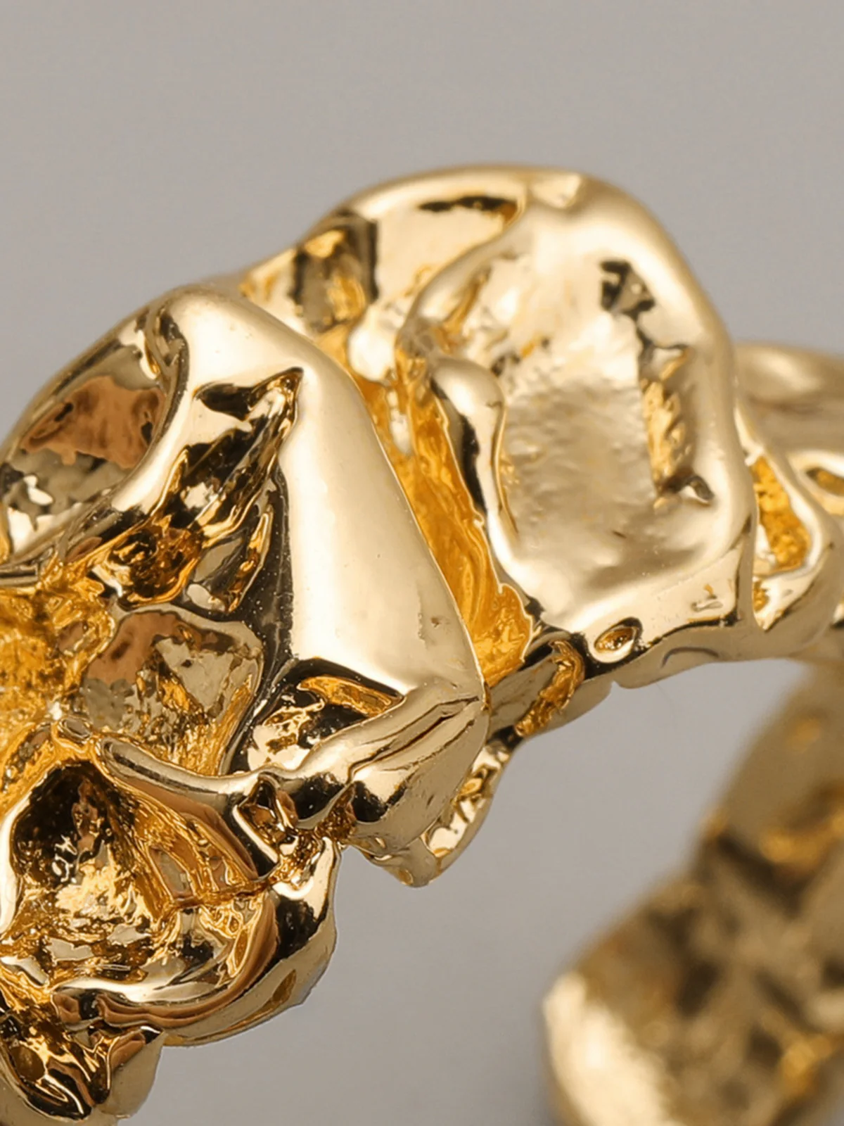 Irregular Textured Open Cuff Ring - Image 2