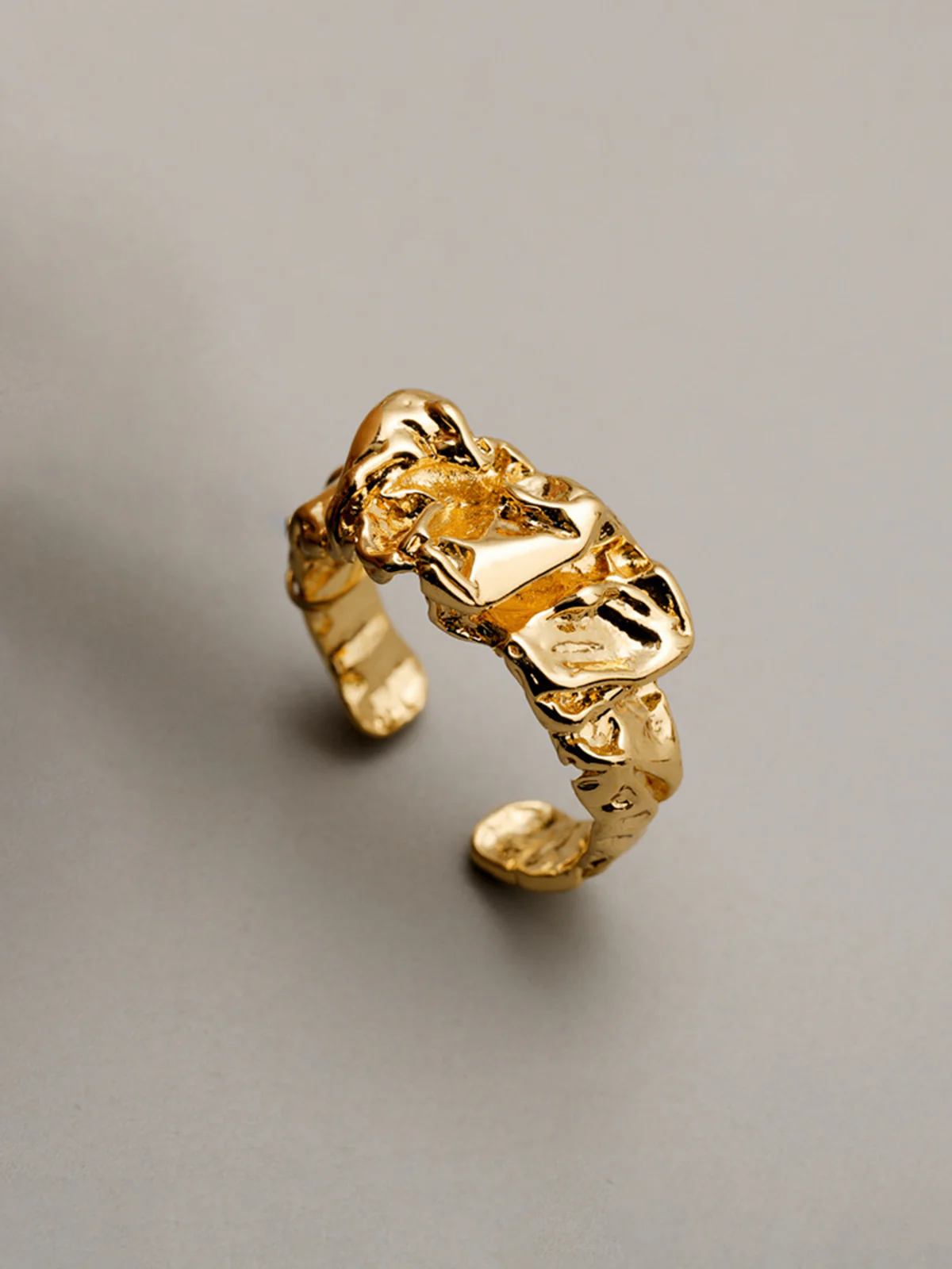 Irregular Textured Open Cuff Ring - Image 4
