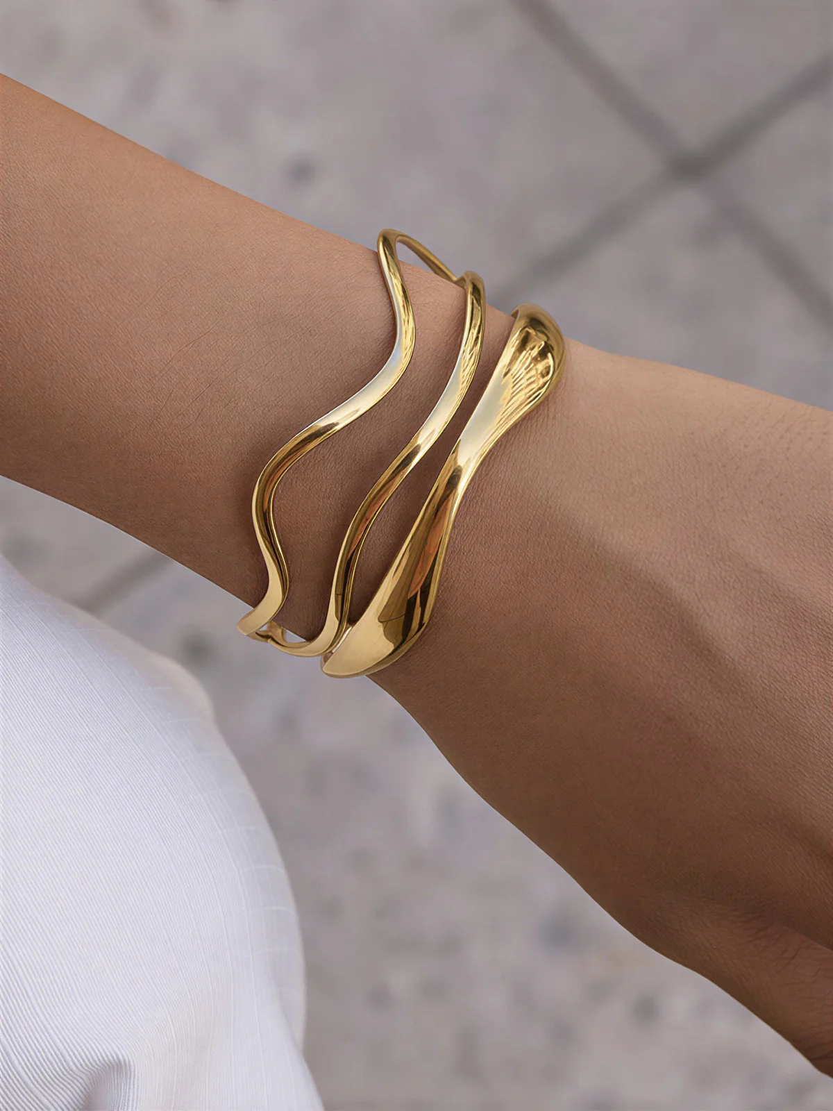 Irregular Wavy Open Cuff Bangle