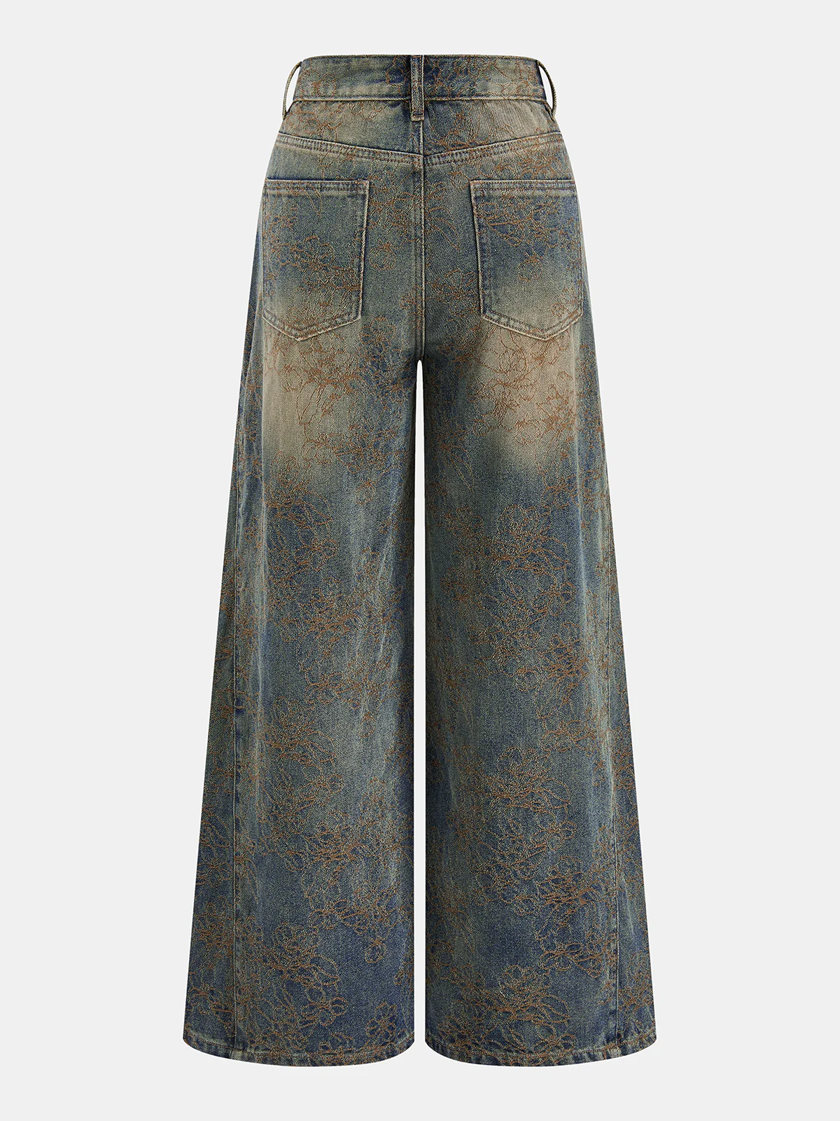 Jacquard Wide Leg Denim Pants - Image 2