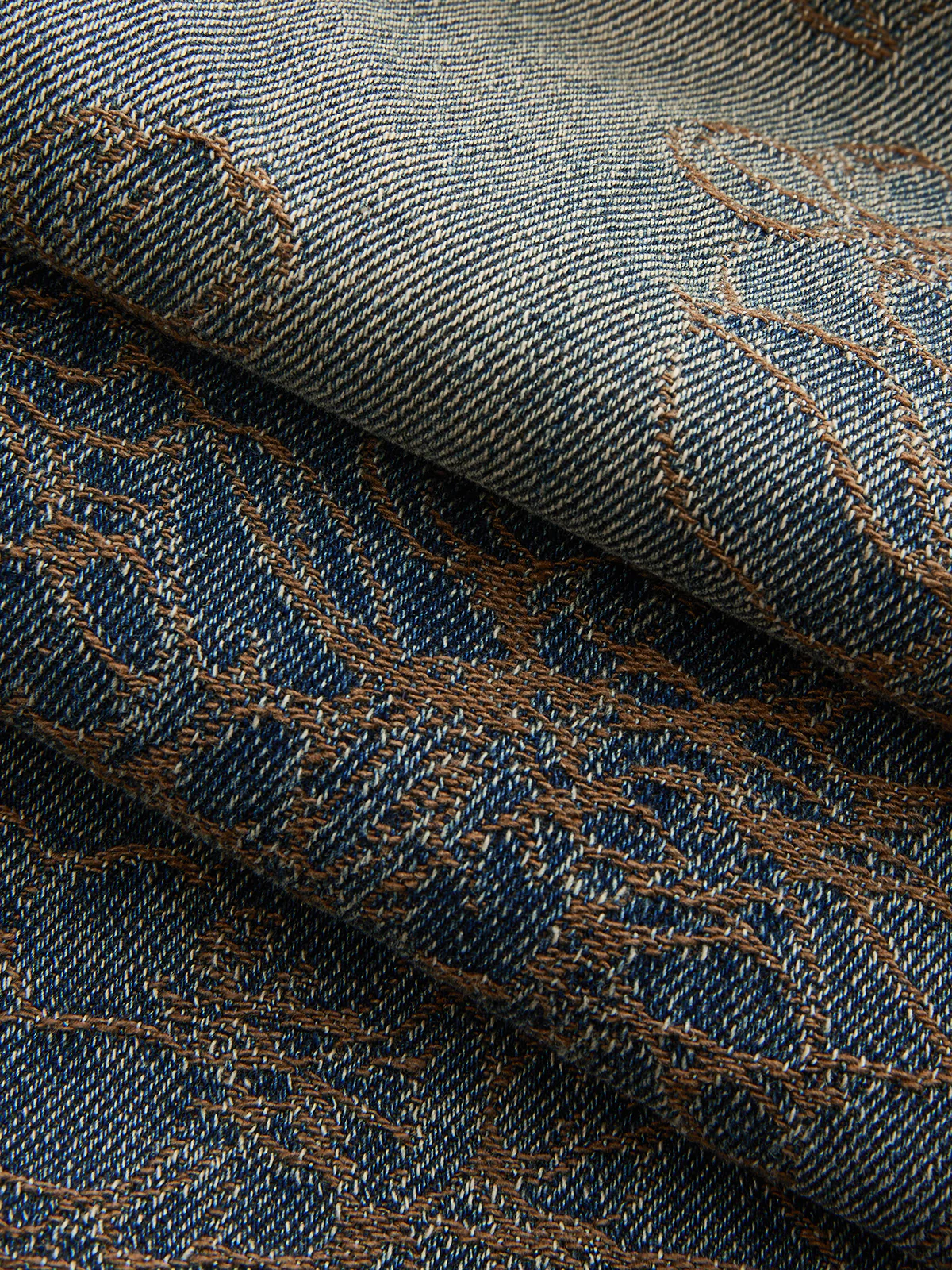 Jacquard Wide Leg Denim Pants - Image 3