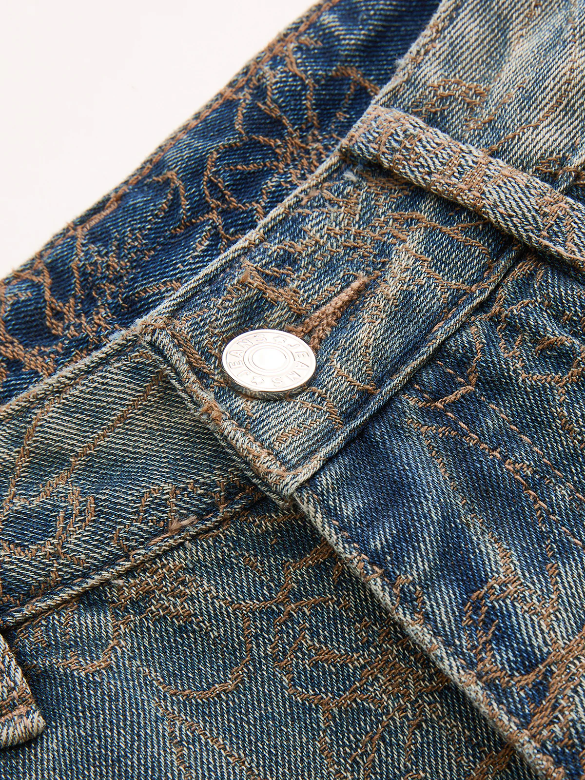 Jacquard Wide Leg Denim Pants - Image 4