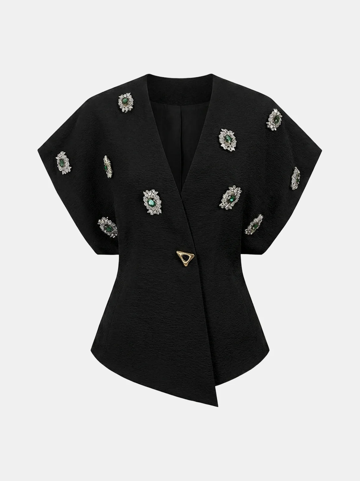 Jeweled Short Sleeve V-Neck Top - Image 5