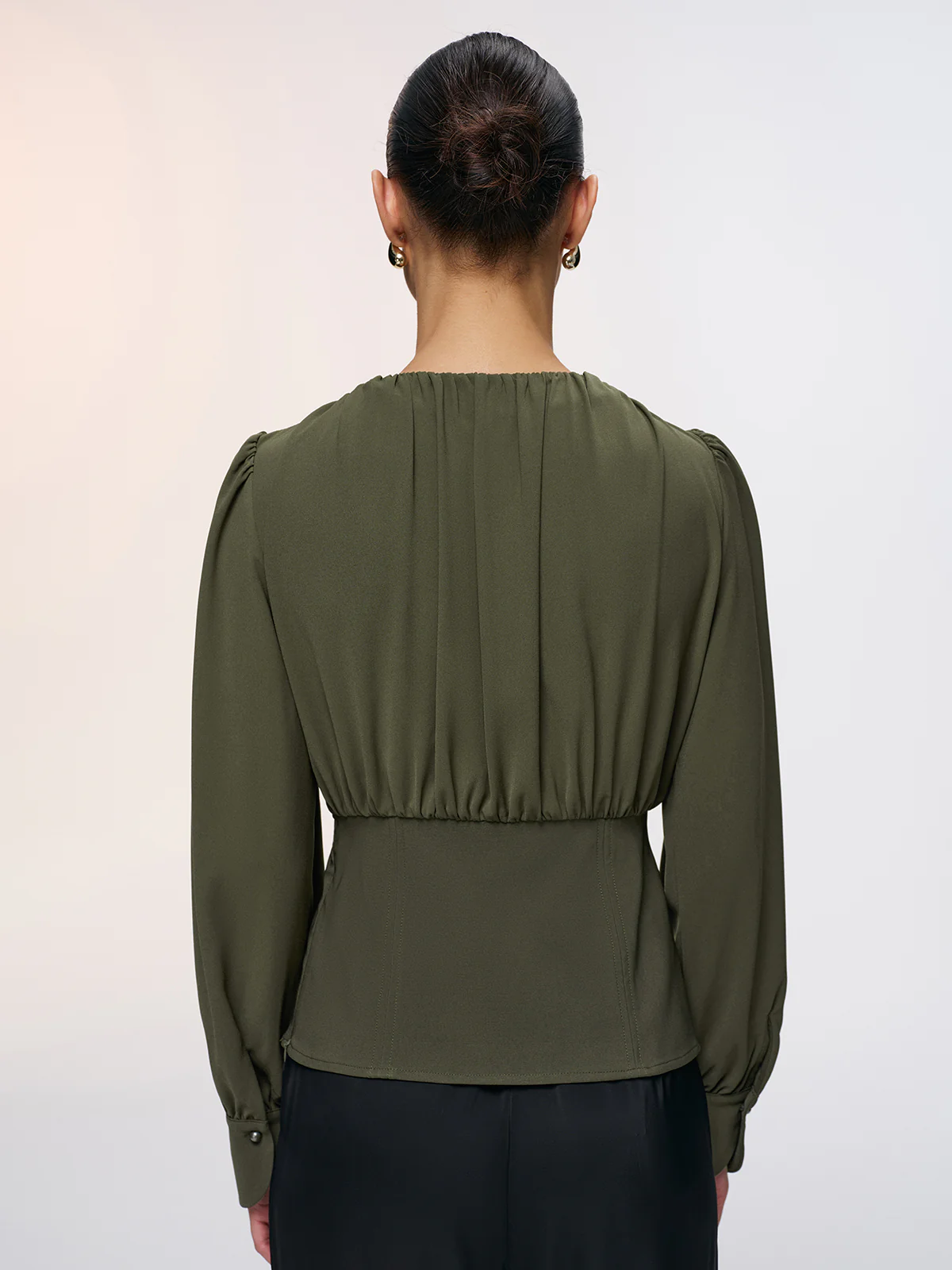 Keyhole Cut-Out Peplum Blouse - Image 4