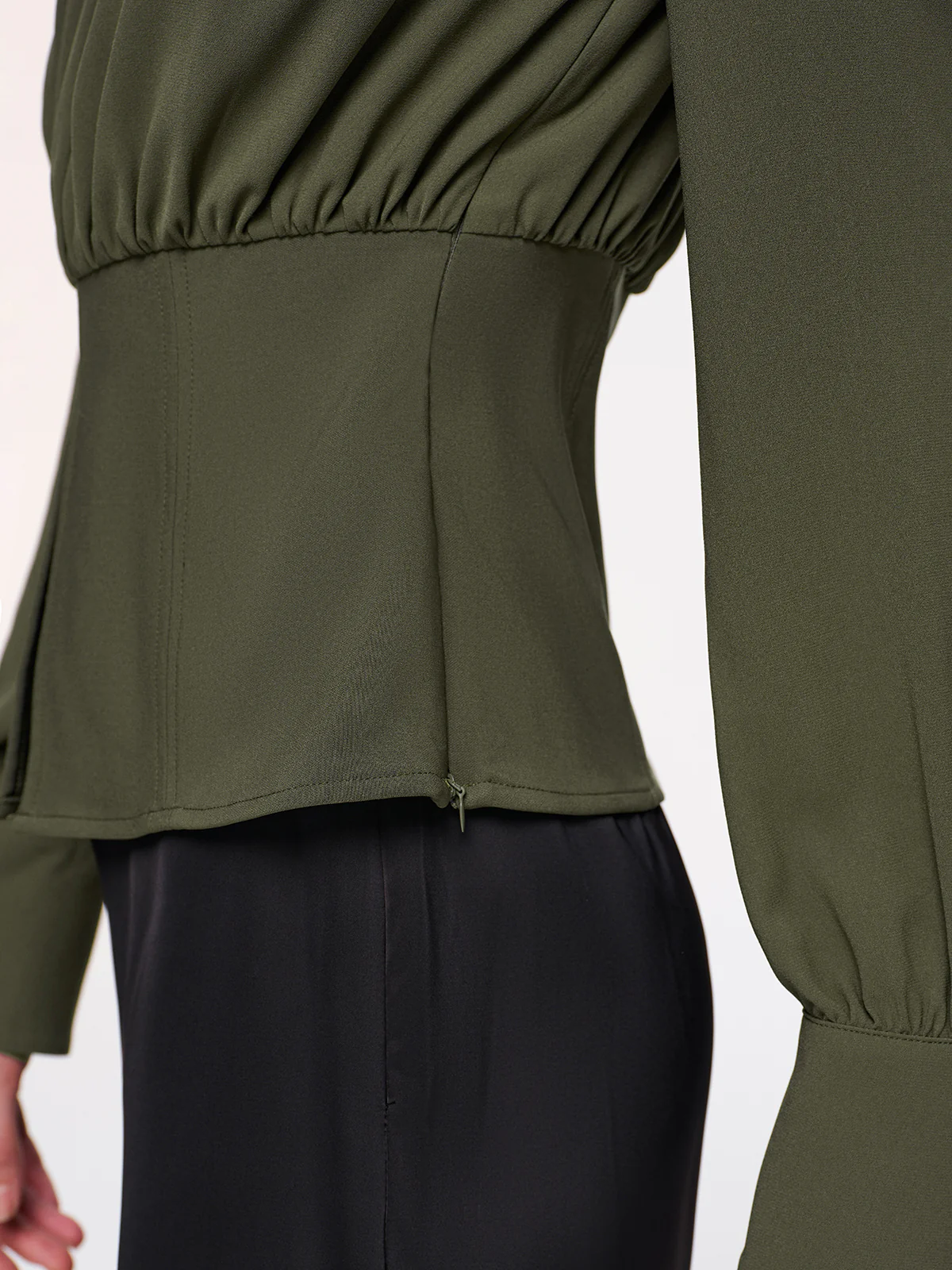 Keyhole Cut-Out Peplum Blouse - Image 6