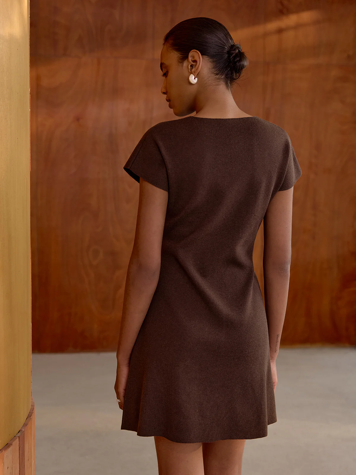 Keyhole Neck Wool-Blend Knit Mini Dress - Image 5
