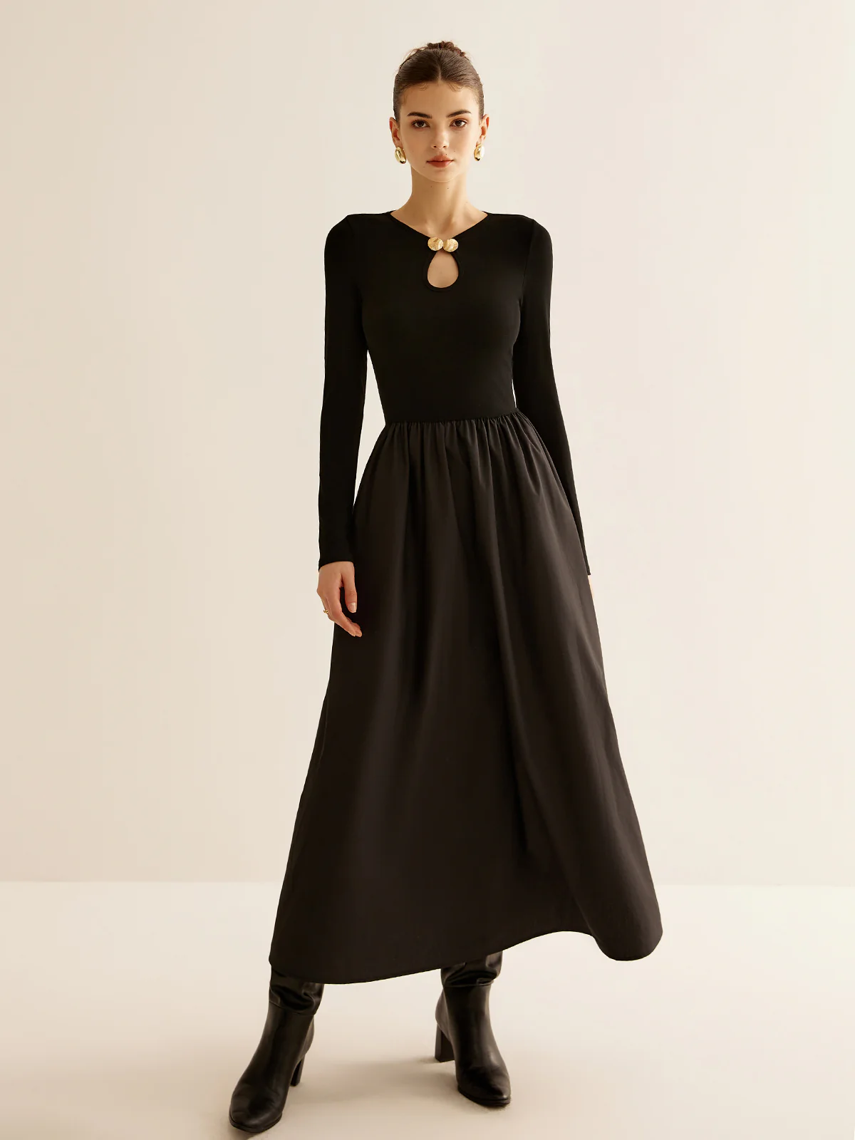 Keyhole Neckline Panel Dress - Image 2