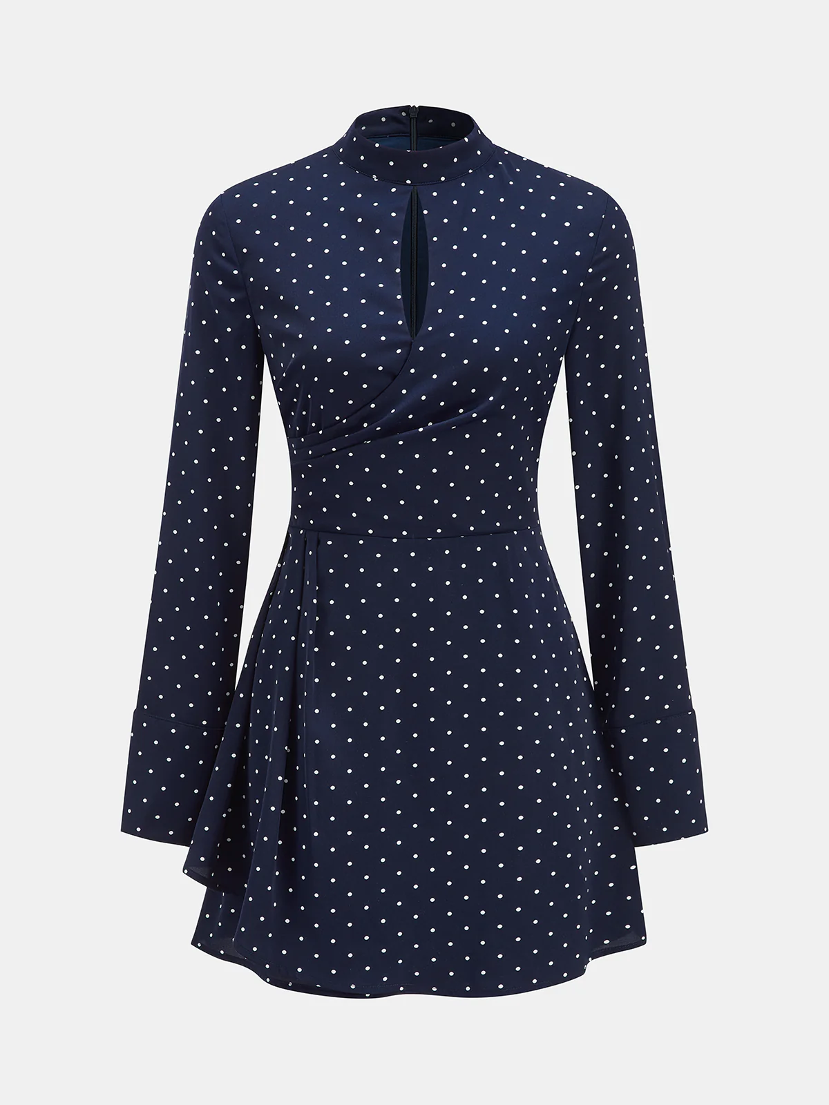 Keyhole Neckline Polka Dot Mini Dress - Image 2