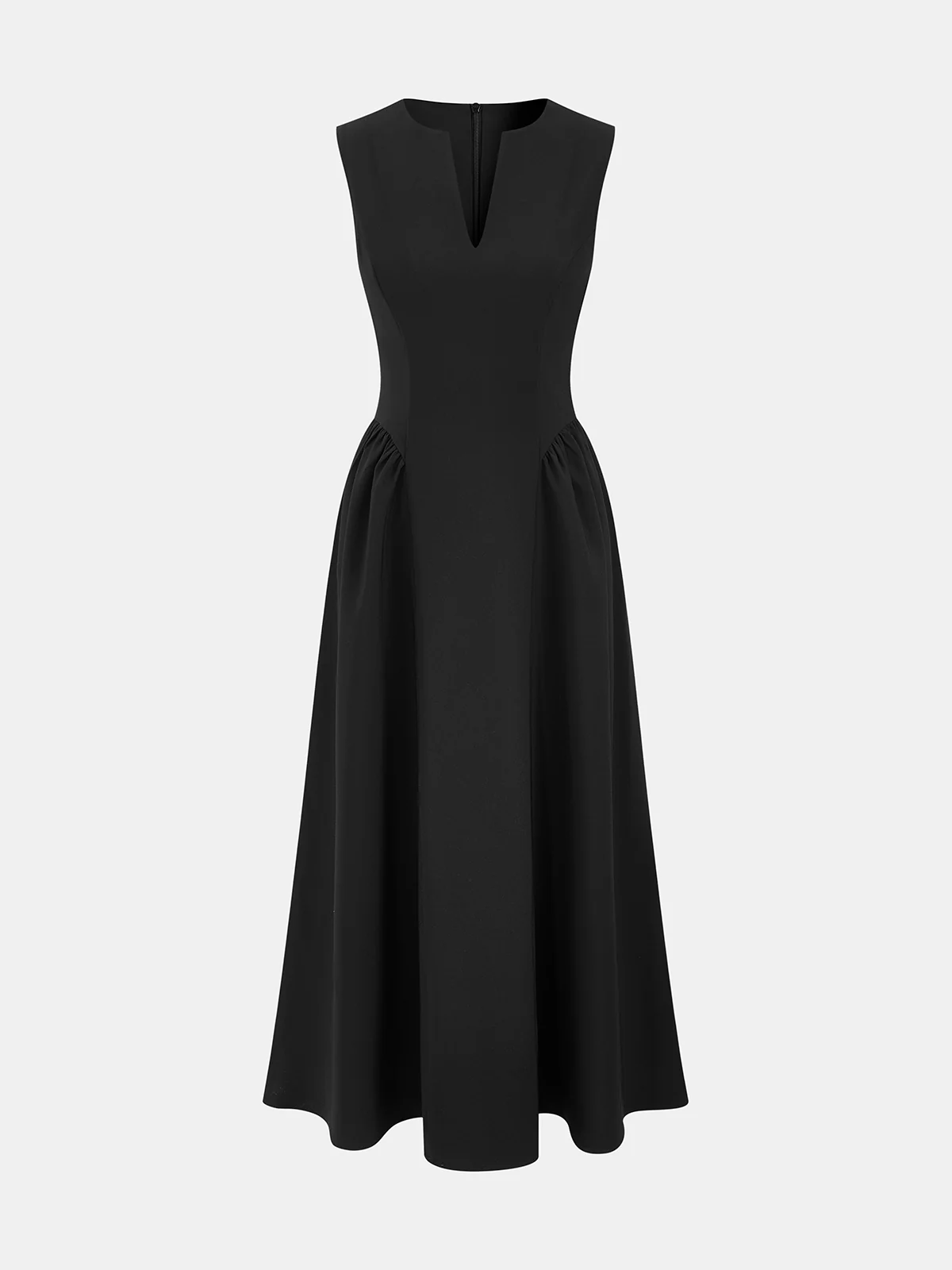 Keyhole Neckline Sleeveless Large-Flare Maxi Dress - Image 2
