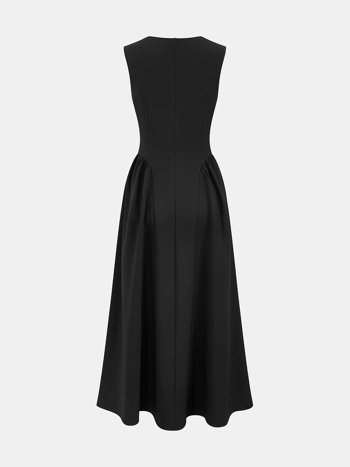 Keyhole Neckline Sleeveless Large-Flare Maxi Dress - Image 3