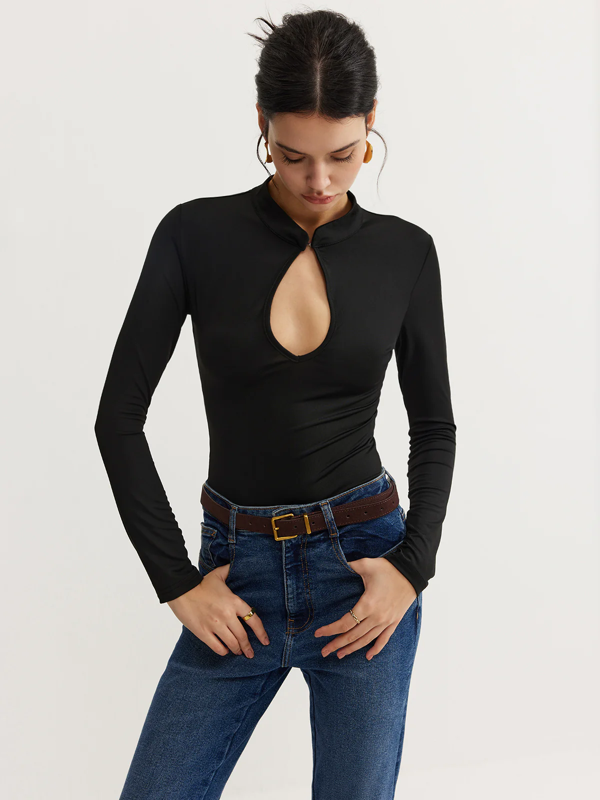 Keyhole Neckline Thin Bodysuit - Image 6