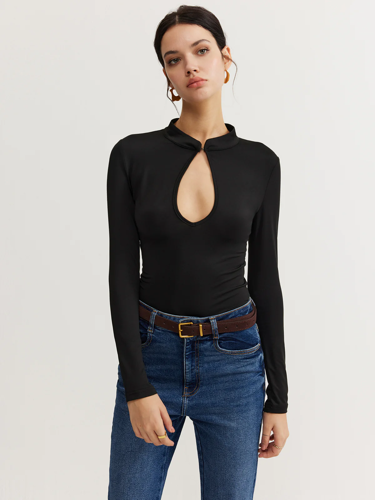 Keyhole Neckline Thin Bodysuit - Image 7