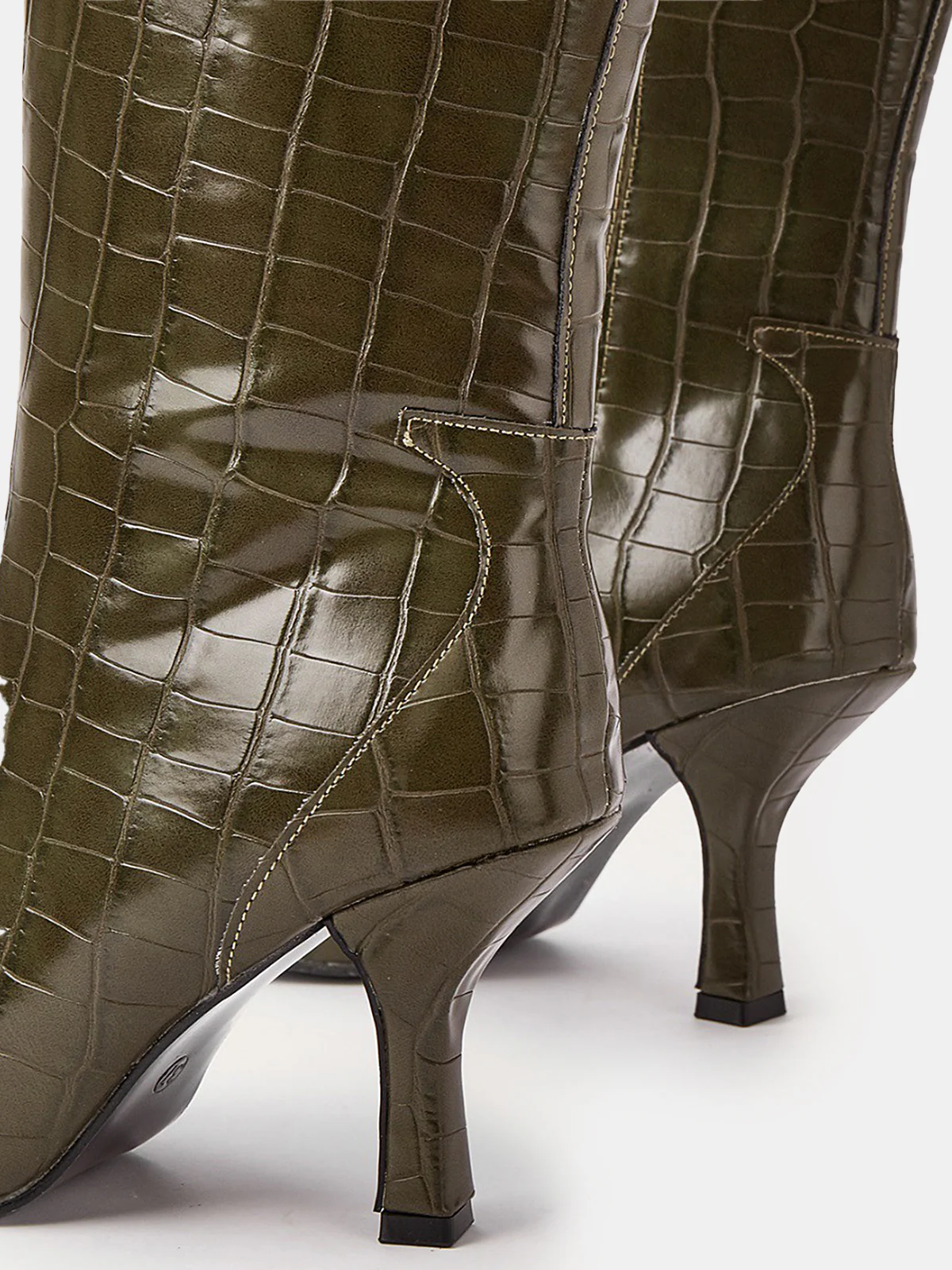 Knee-High Crocodile Pointed Boots - Image 4