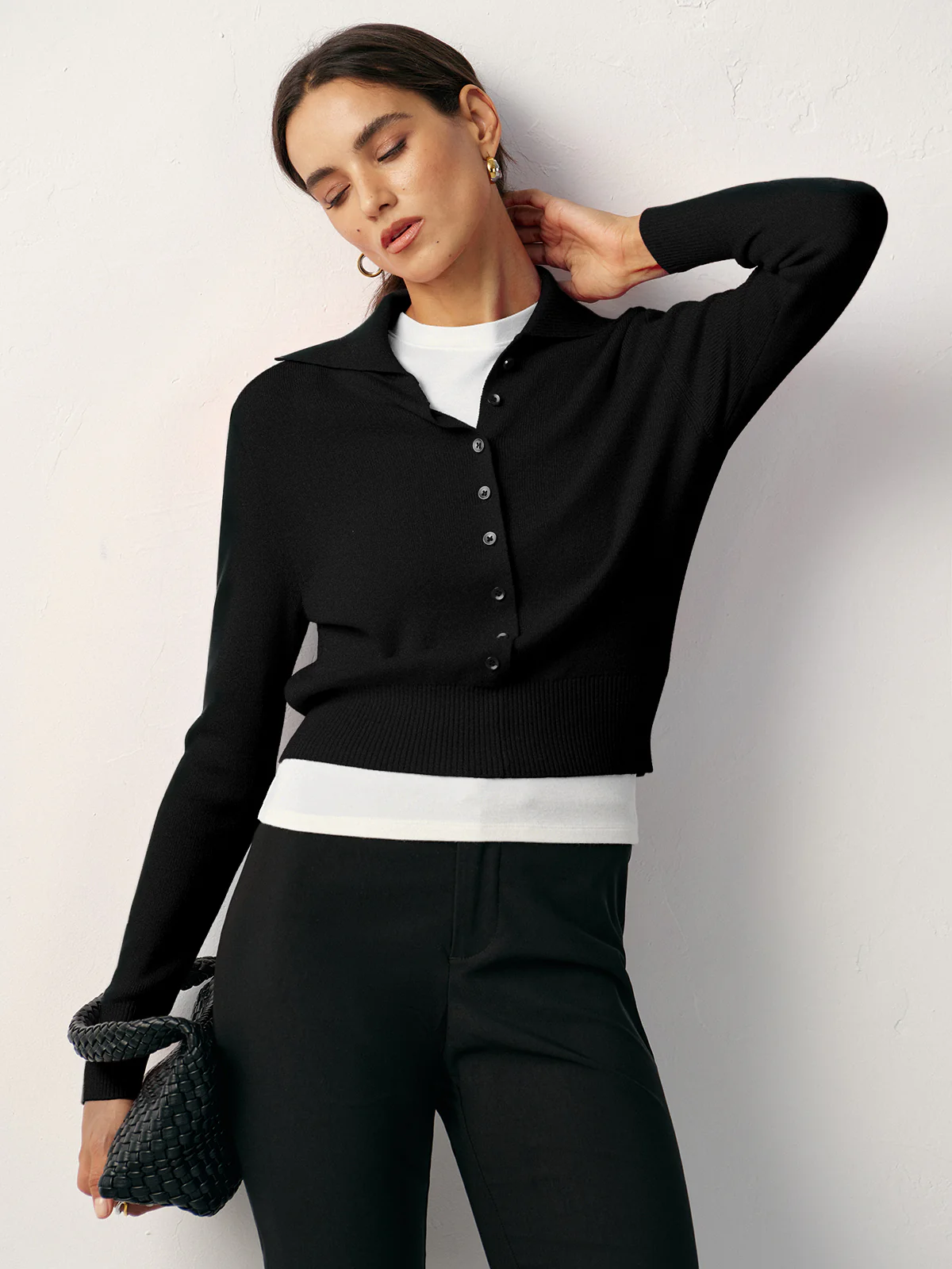 Knit Button Front Collared Top - Image 7