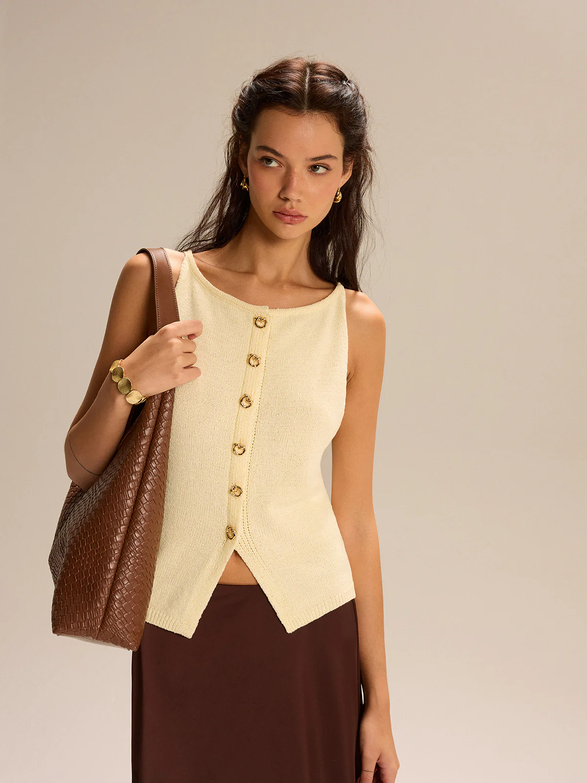 Knit Button-Front Tank Top - Image 3