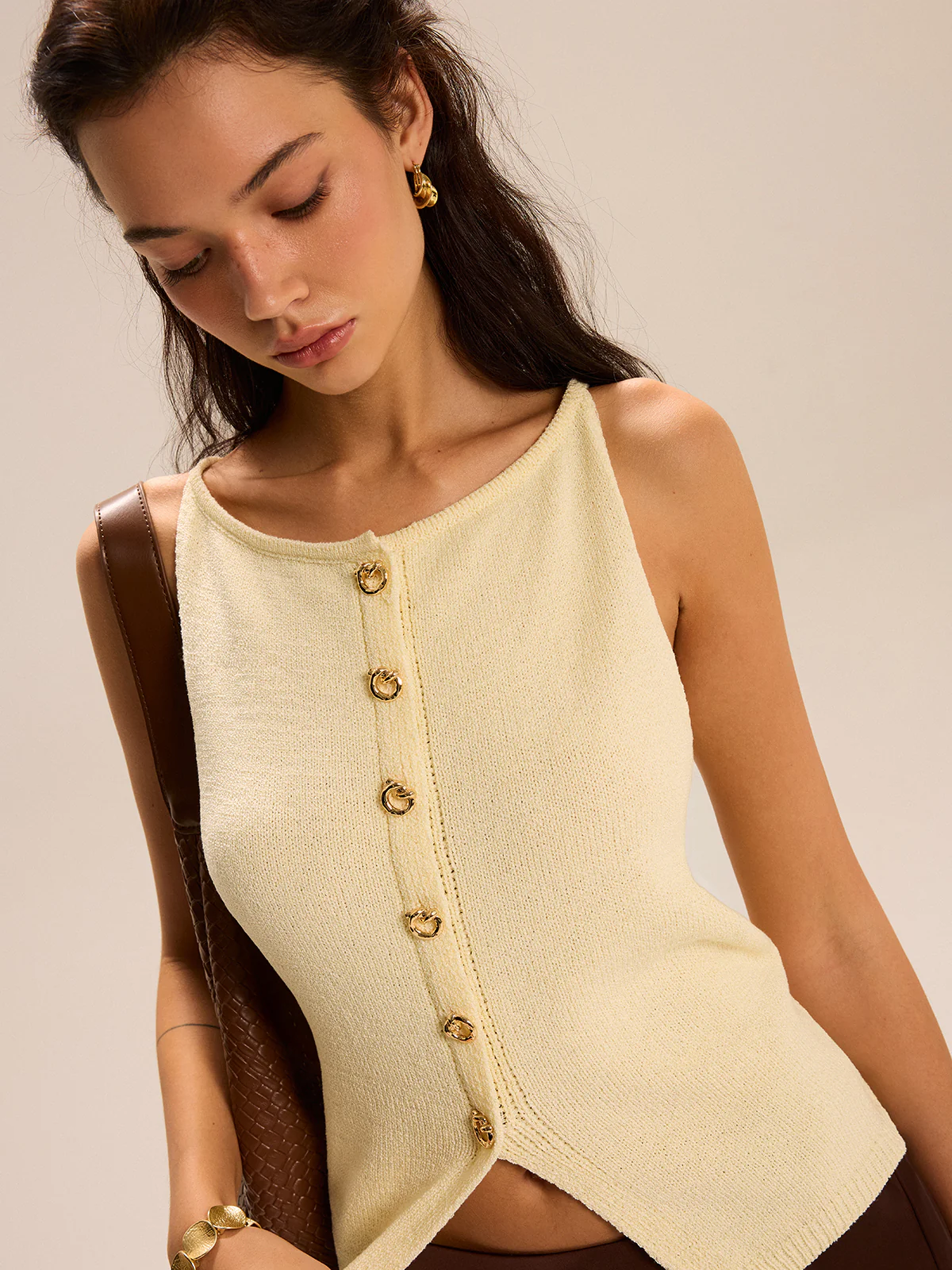 Knit Button-Front Tank Top - Image 5