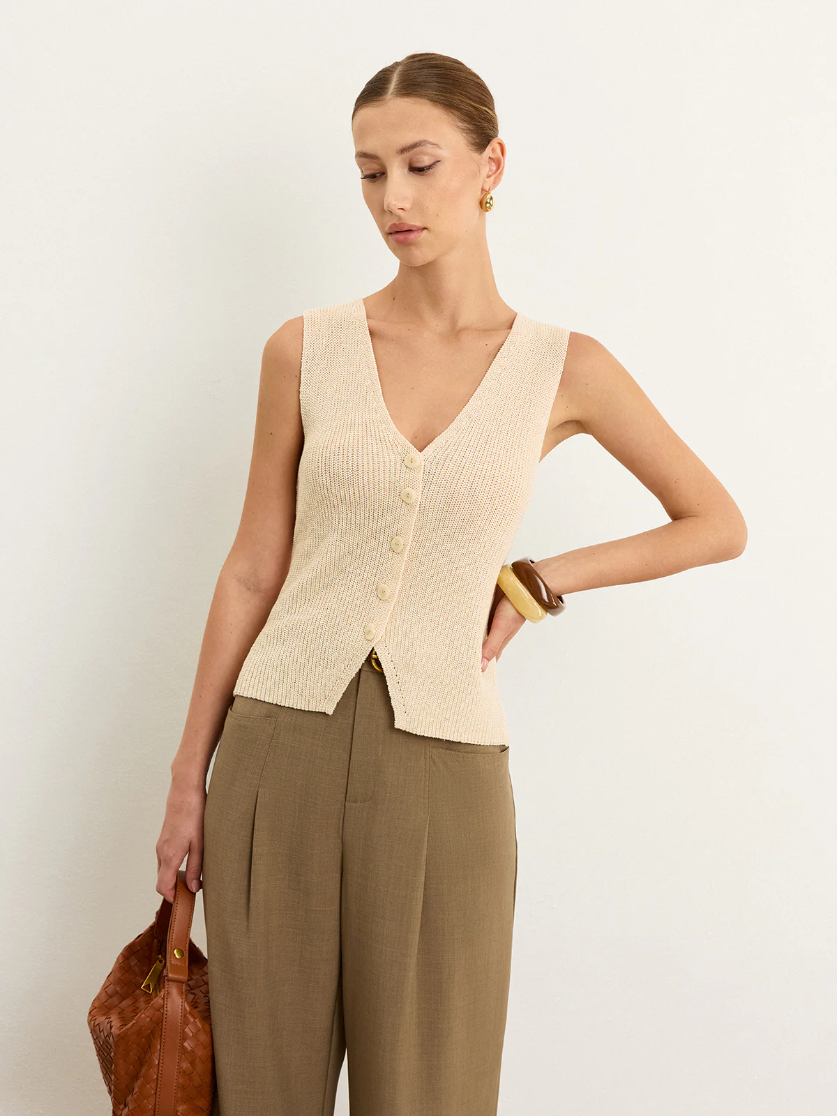 Knit Button-Front Vest - Image 4