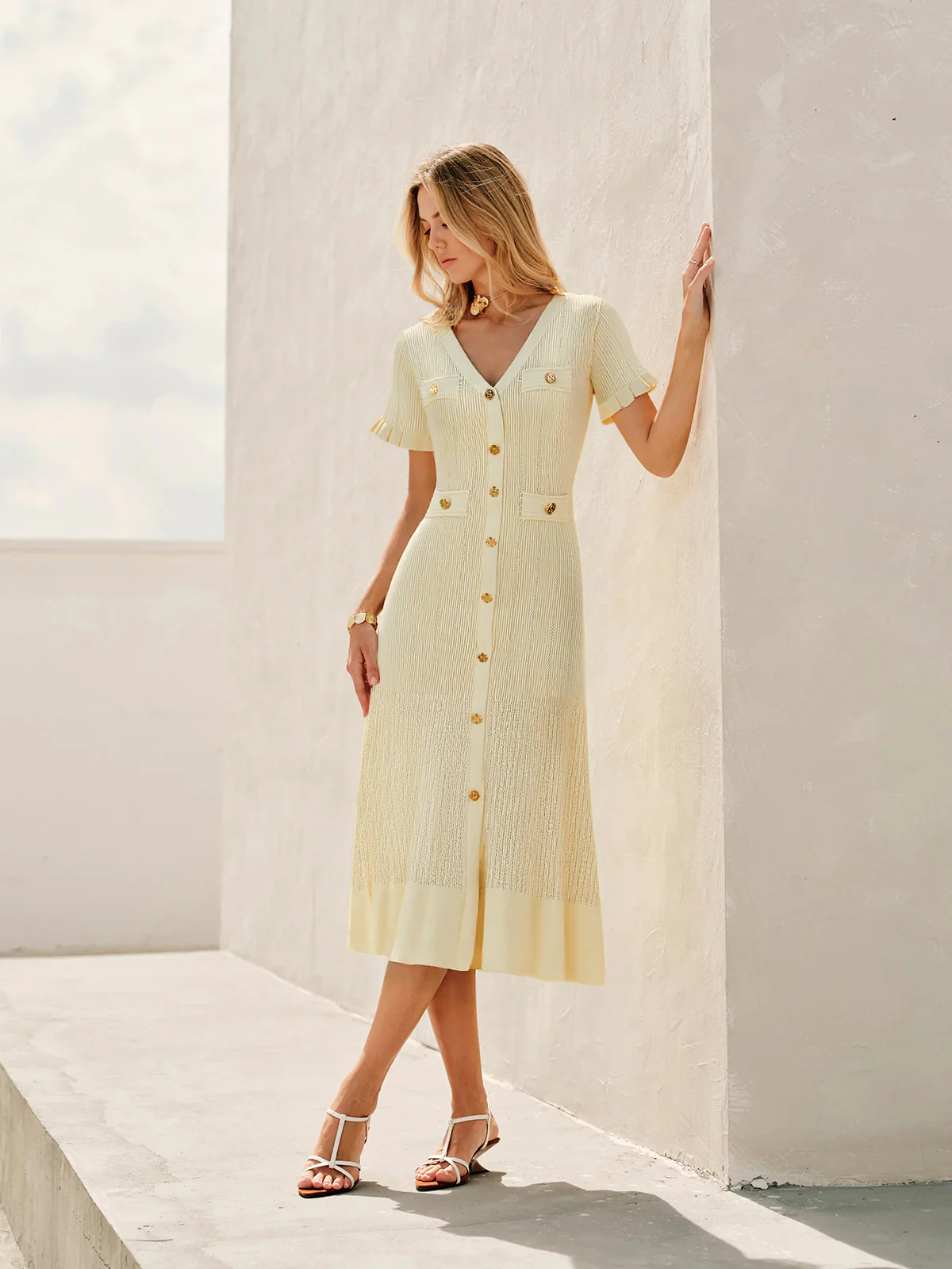 Knit Cardigan Midi Dress - Image 2