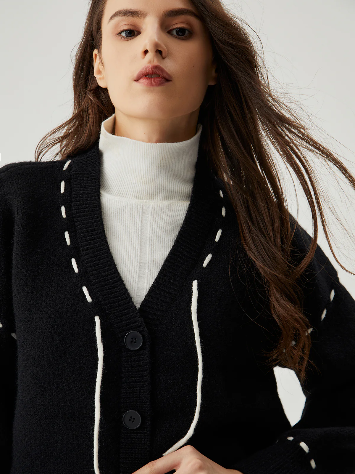 Knit Contrast Trim Button Down Cardigan - Image 4
