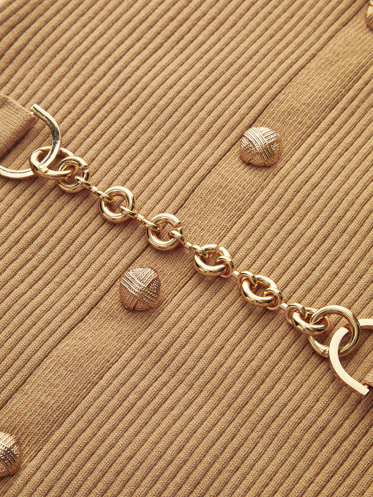 Knit Dress with Buttons and Matching Belt - Image 4