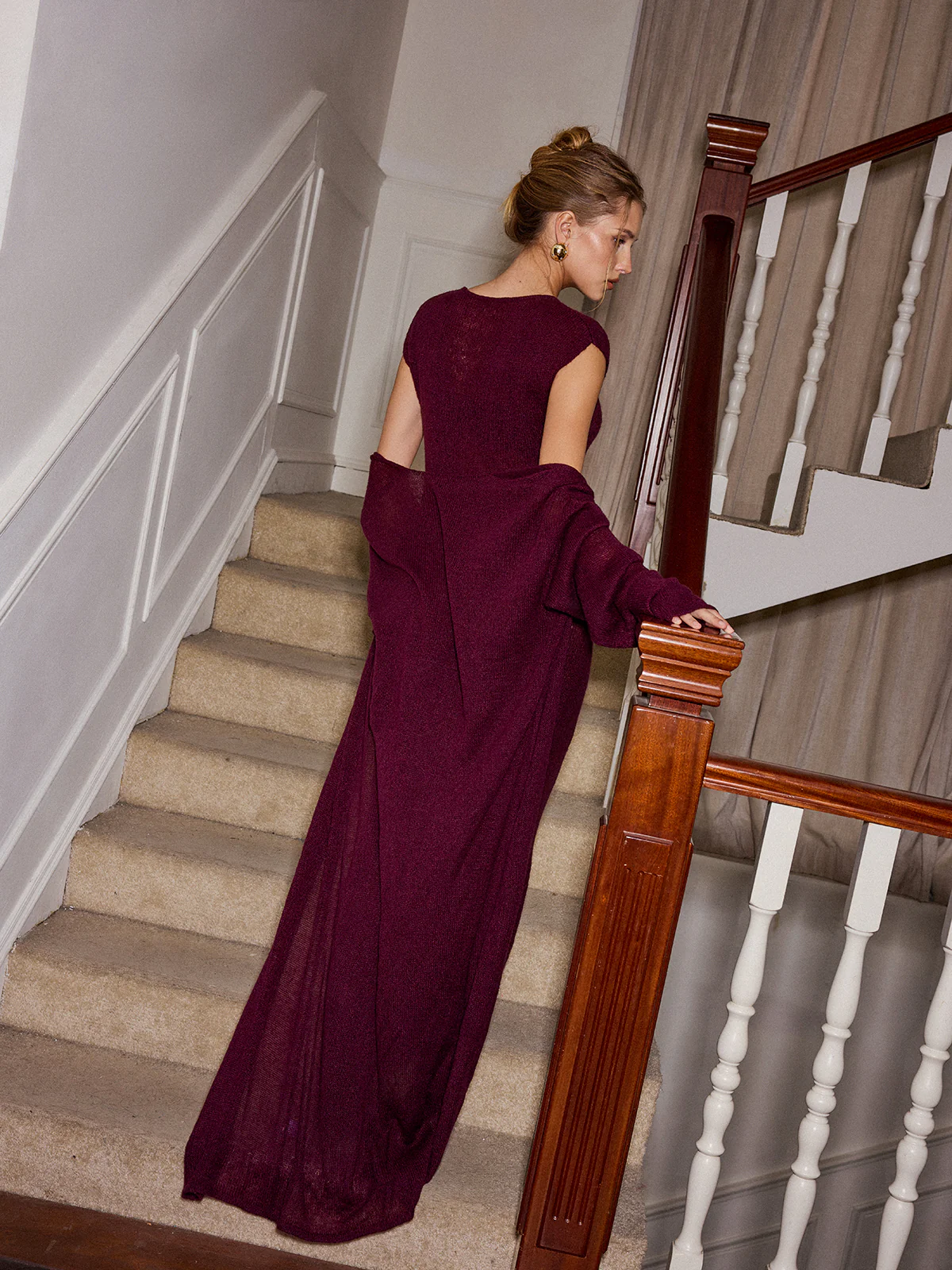 Knit Maxi Dress and Cardigan Two Piece Set without Belt - Image 6