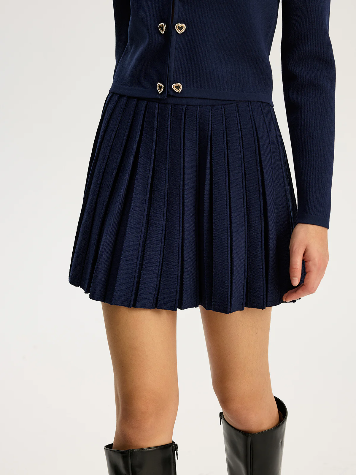 Knit Pleated Mini Skirt - Image 4