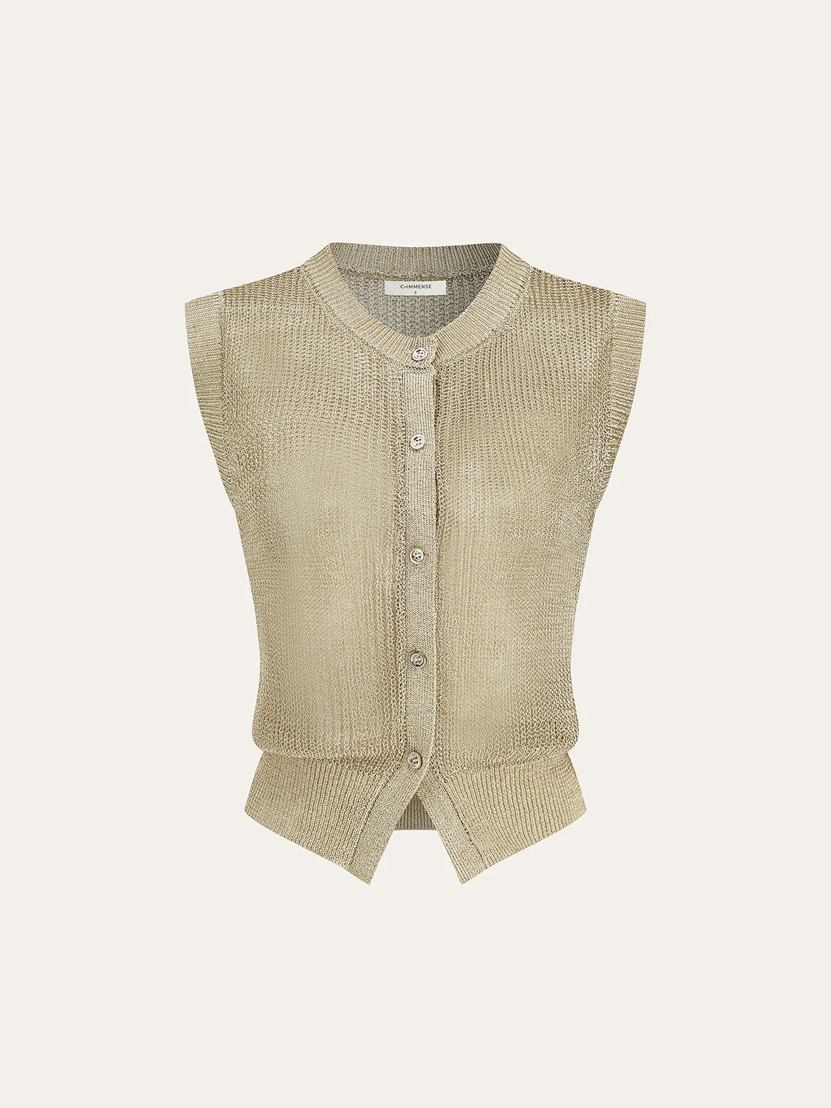 Knit Sleeveless Vest with Scarf - Image 2