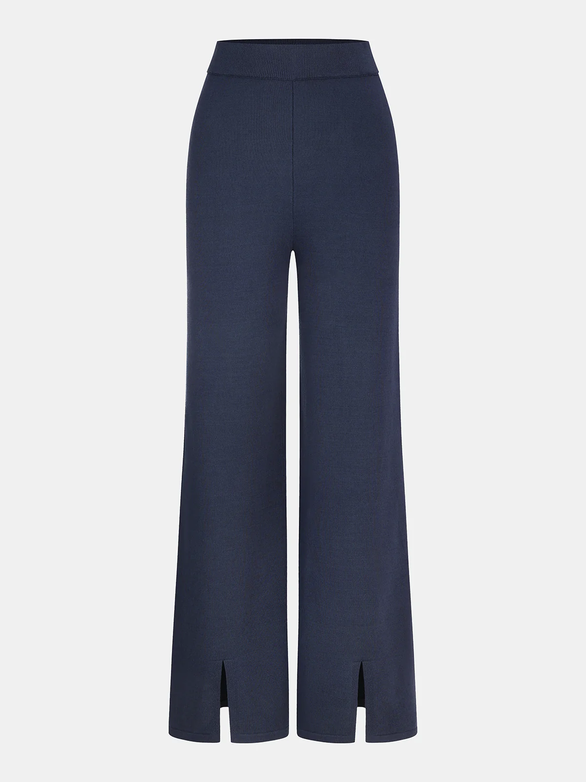 Knit V-Neck Cardigan and Slit Pants Set - Image 4