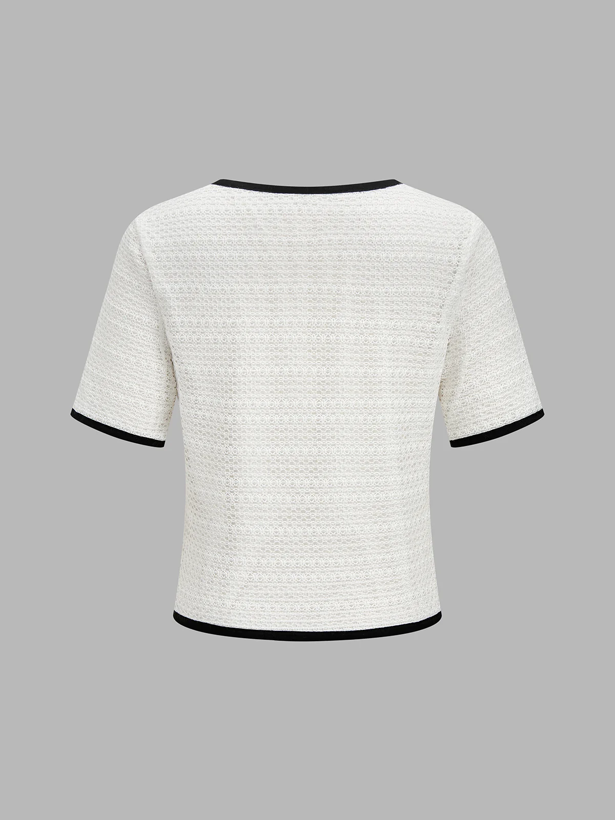 Knitted Contrast Binding Tie Front Top & Shorts Set - Image 4