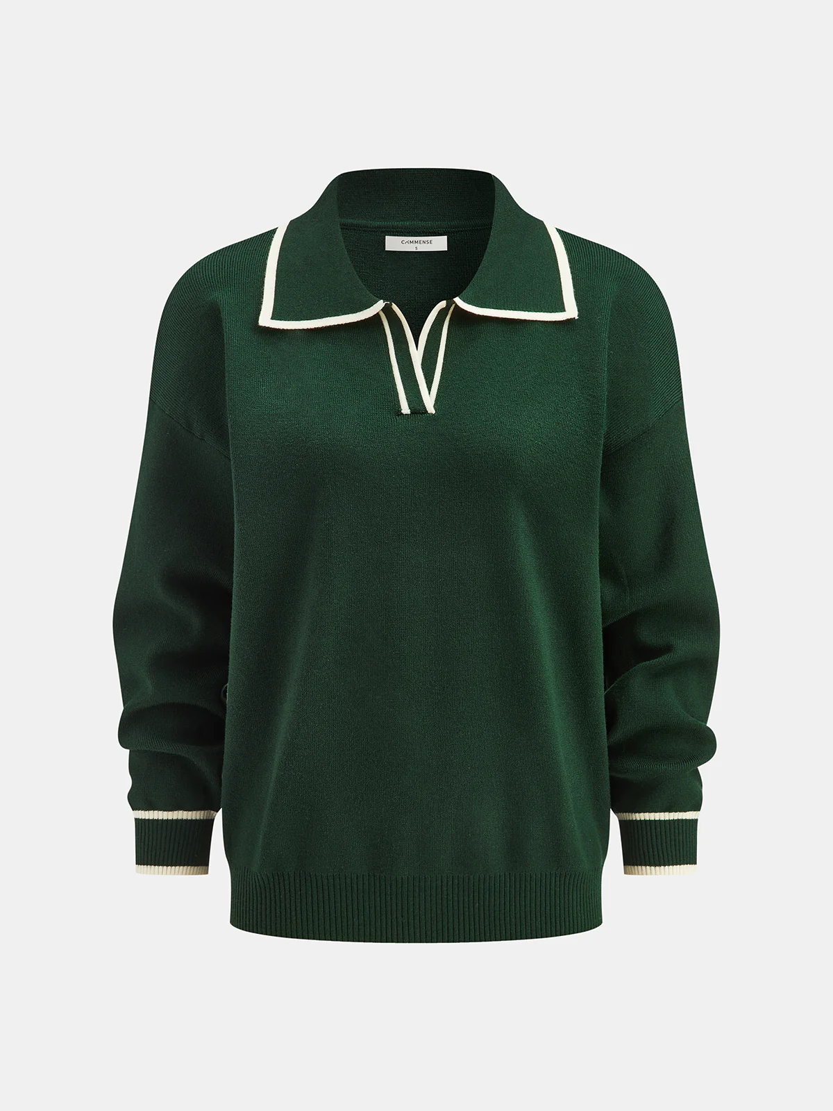 Knitted Contrast Trim Polo Top and Pants Set - Image 2