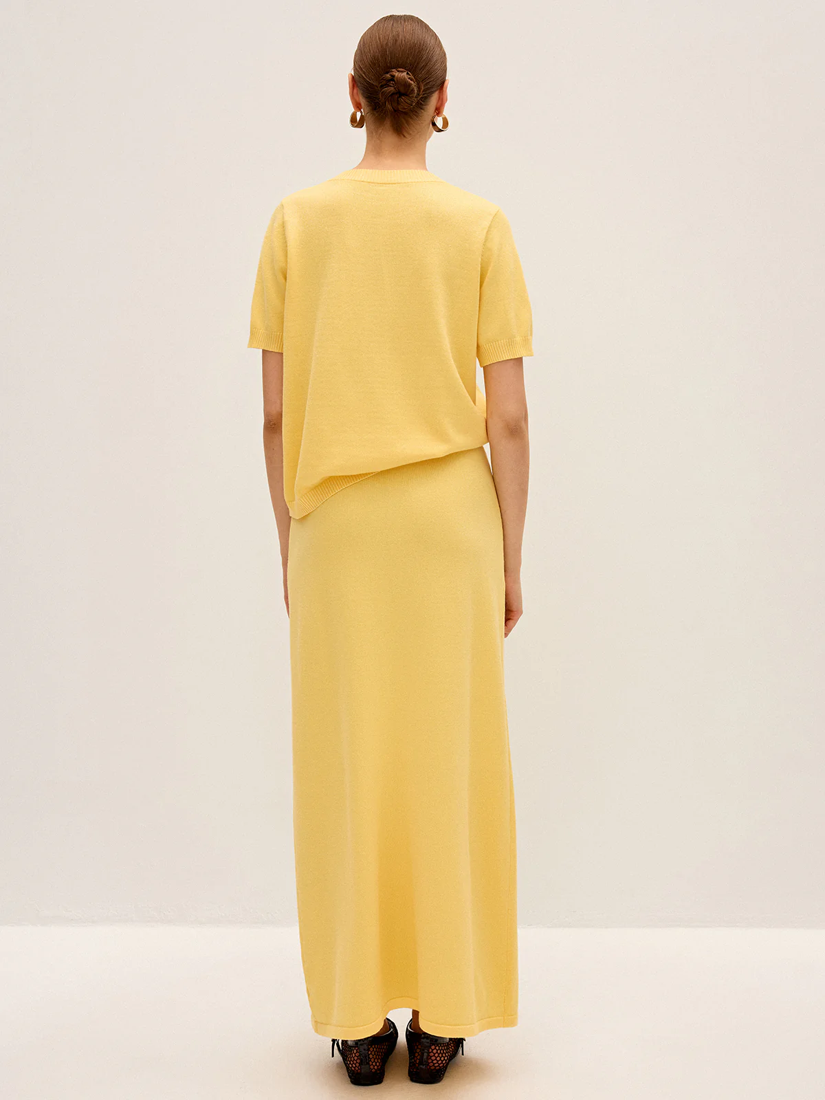 Knitted Short-Sleeve Top and Maxi Skirt Set - Image 5