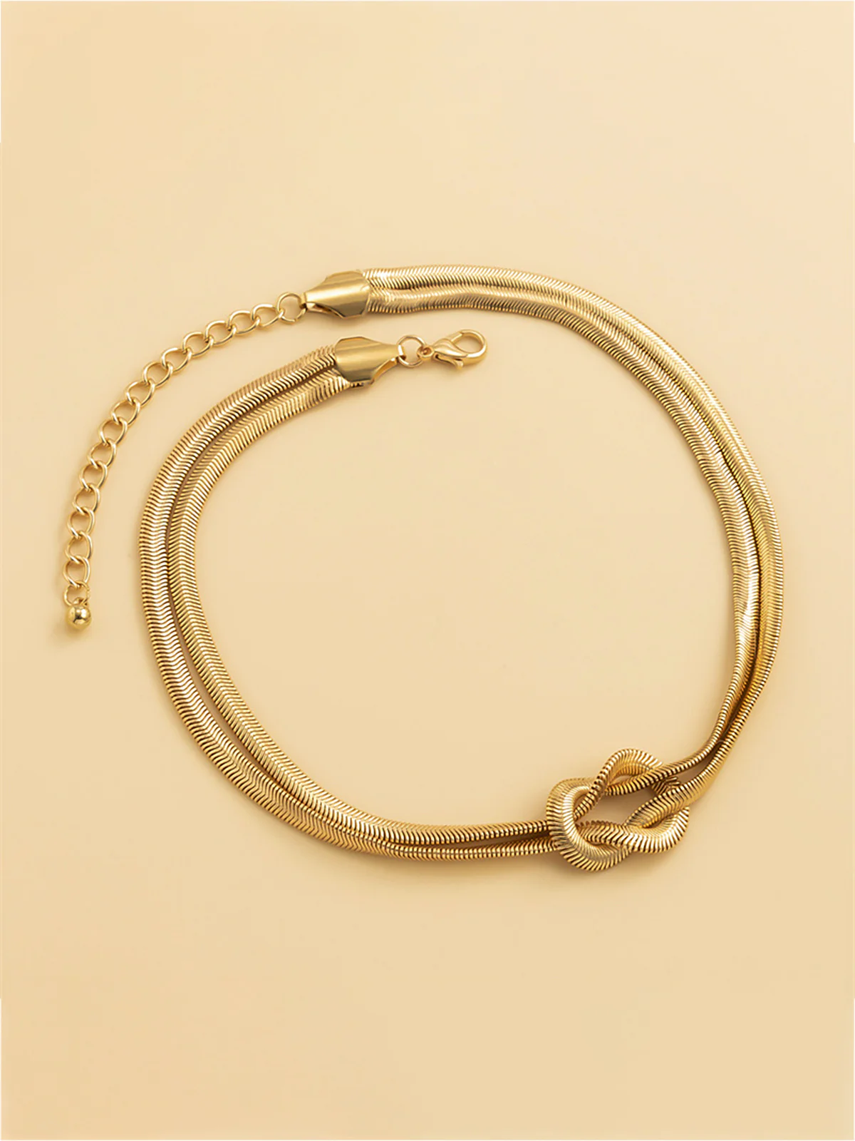 Knot Detail Double-Strand Snake Chain Necklace - Image 3