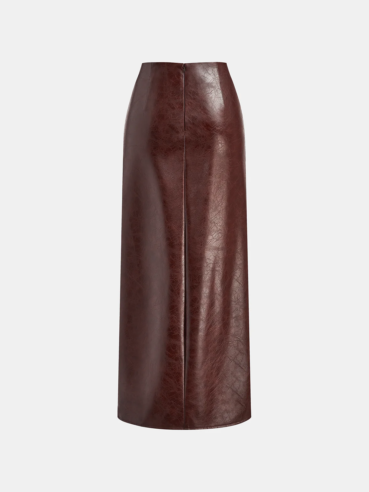 Knot Detail Slit Faux Leather Midi Skirt - Image 2