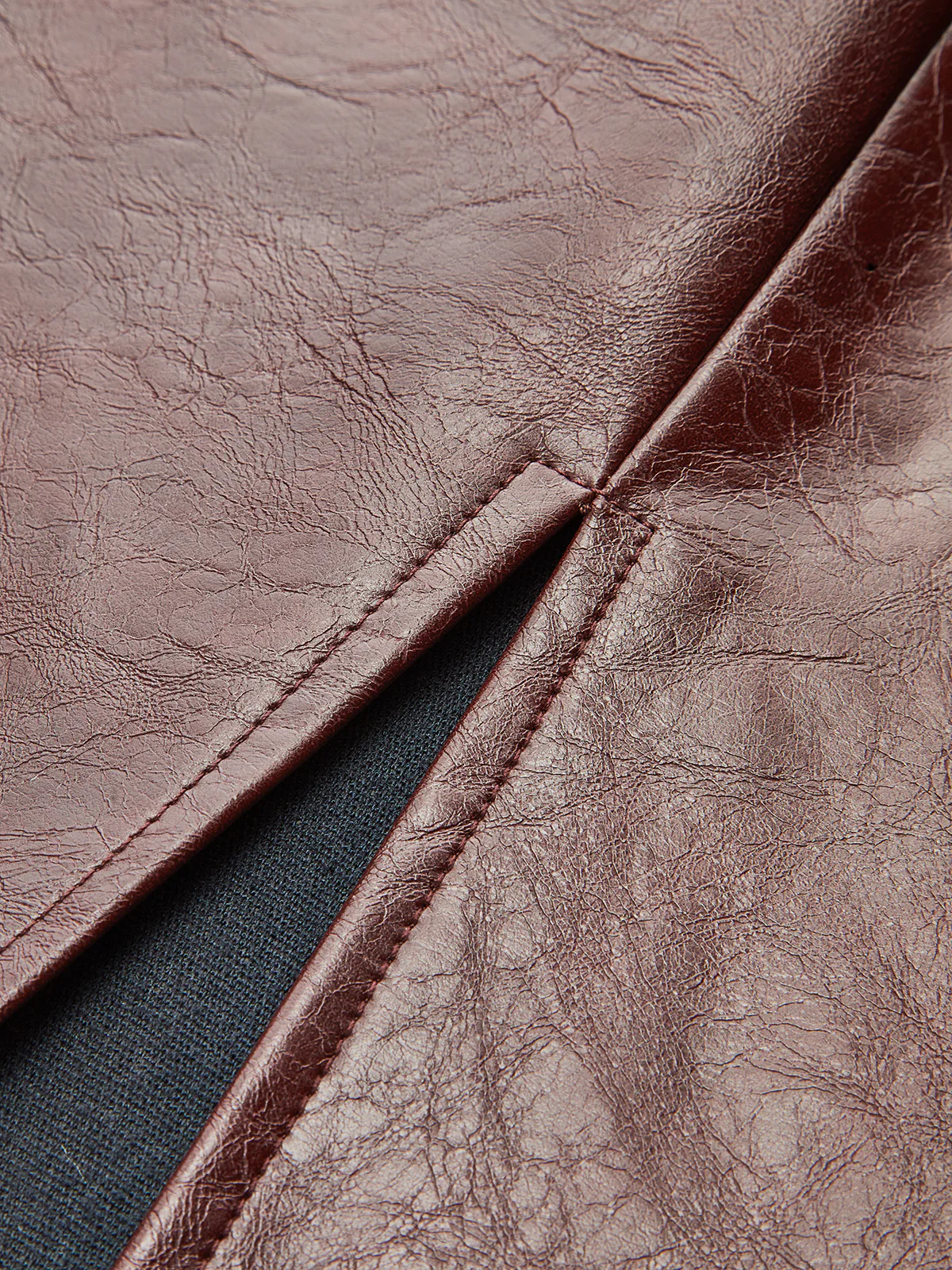 Knot Detail Slit Faux Leather Midi Skirt - Image 3