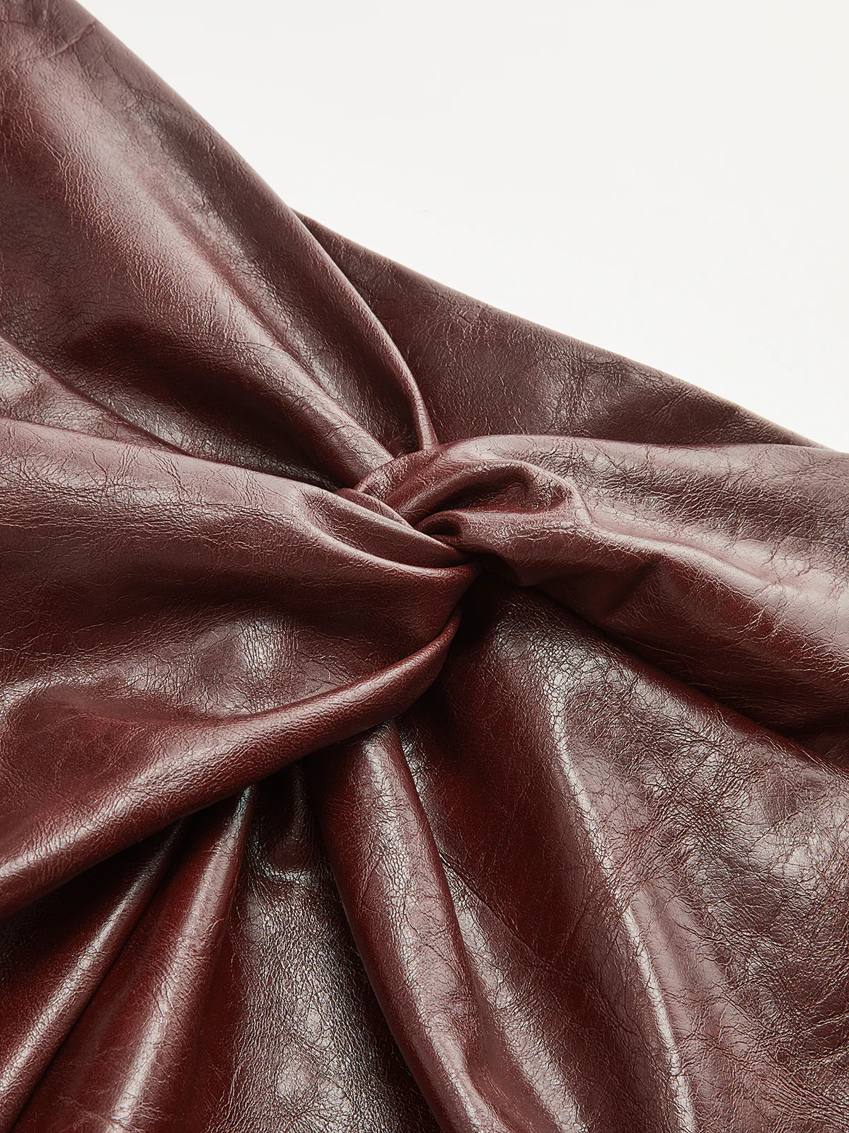 Knot Detail Slit Faux Leather Midi Skirt - Image 4