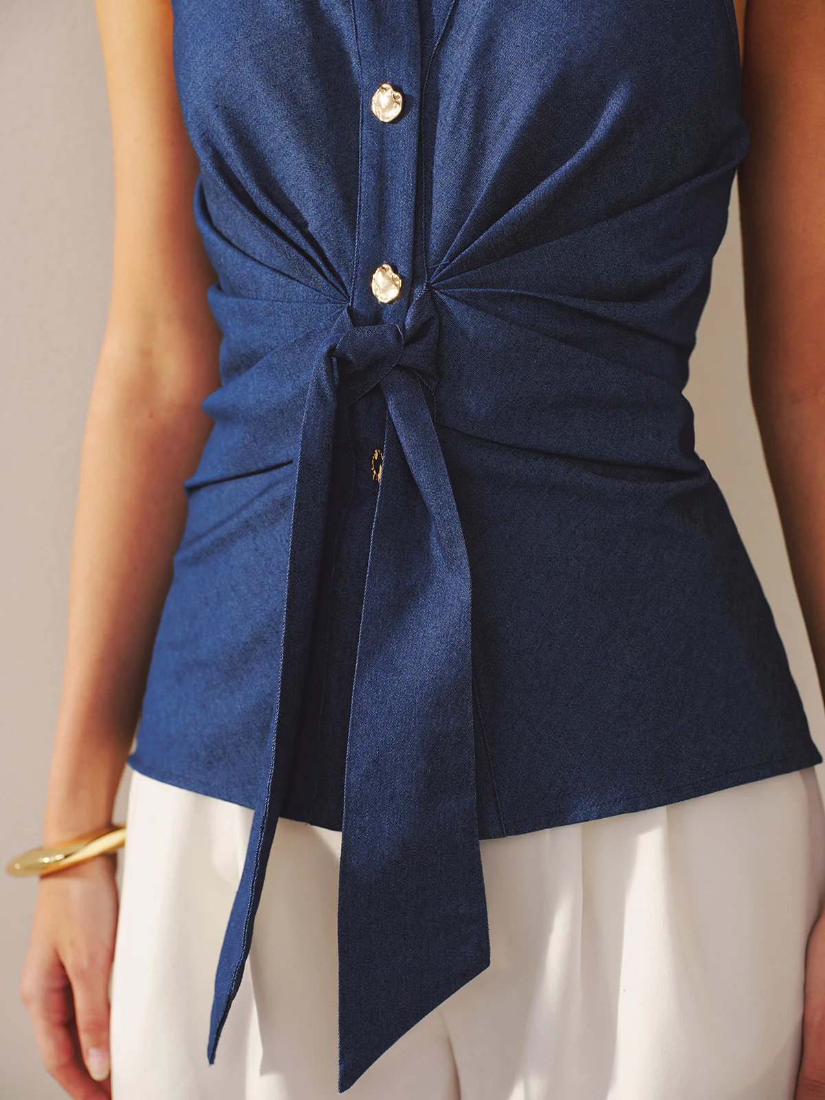 Knot-Front Halter Tank Top - Image 4
