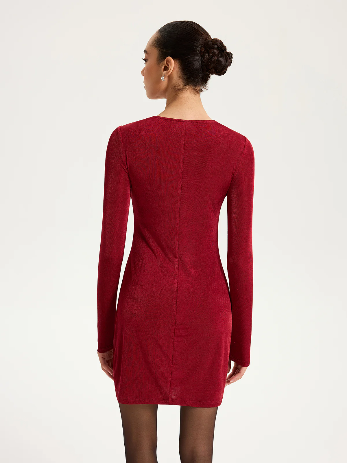 Knot-Front Long Sleeve Mini Dress - Image 6